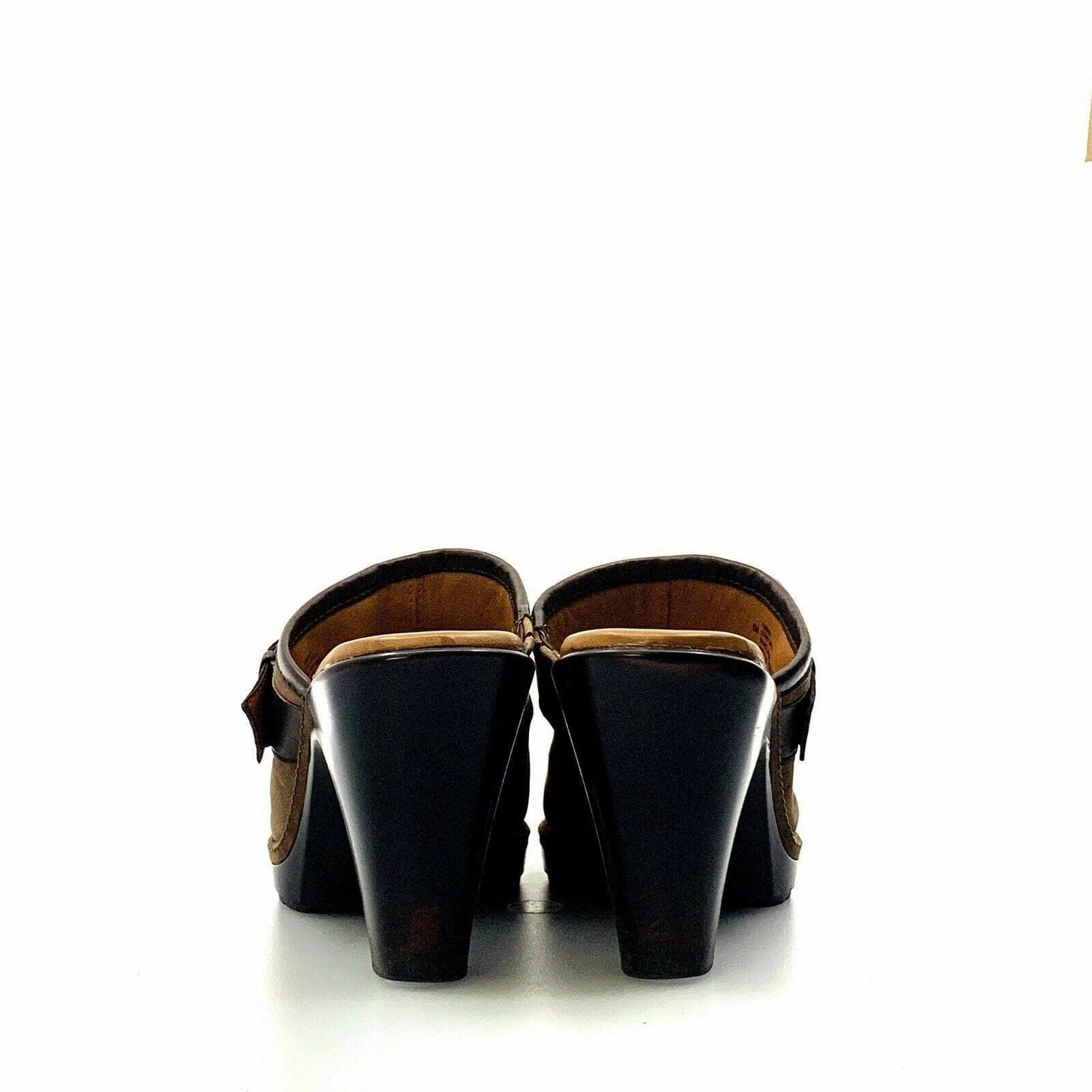 Sofft Womens Size 8M Brown Mules Shoes Leather Aviano Buckle Heeled