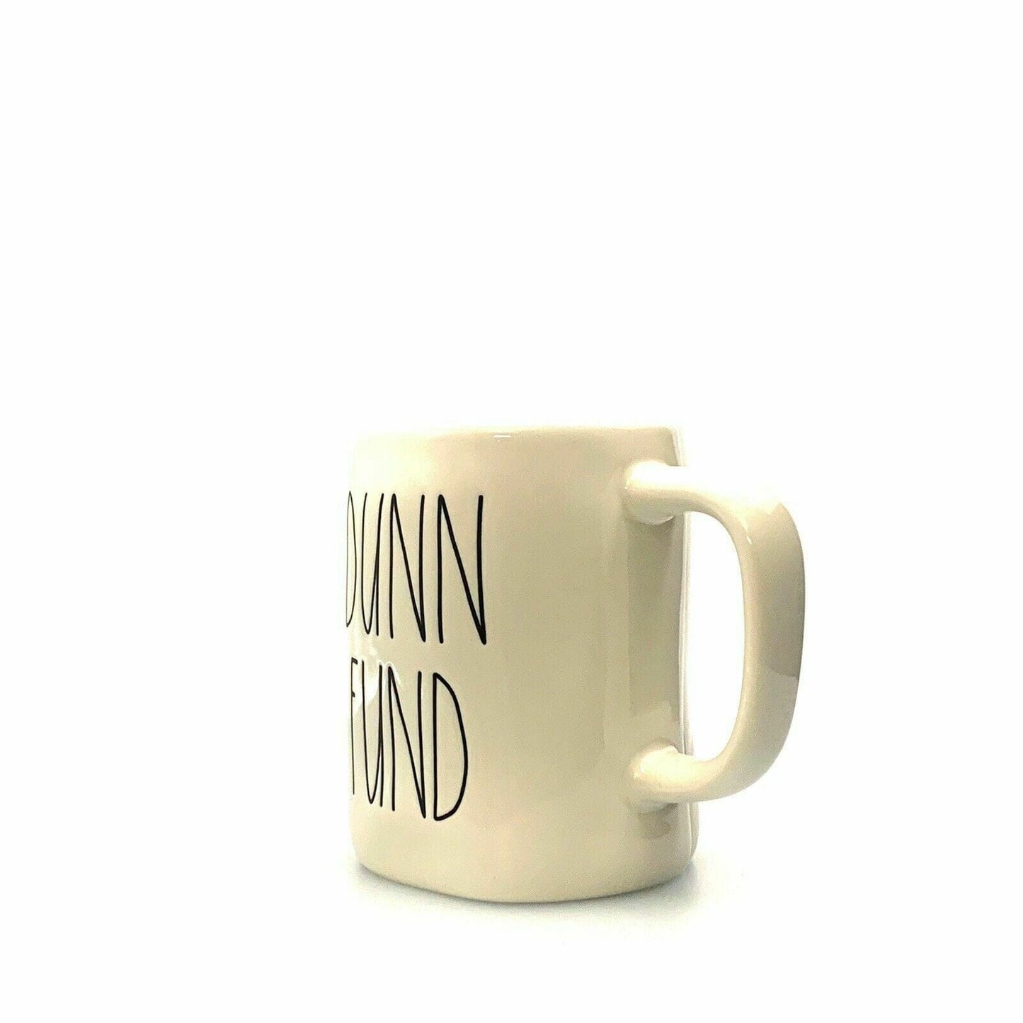 Rae Dunn Artisan Collection "DUNN FUND" Large Letter White Coffee Cup Mug By Magenta