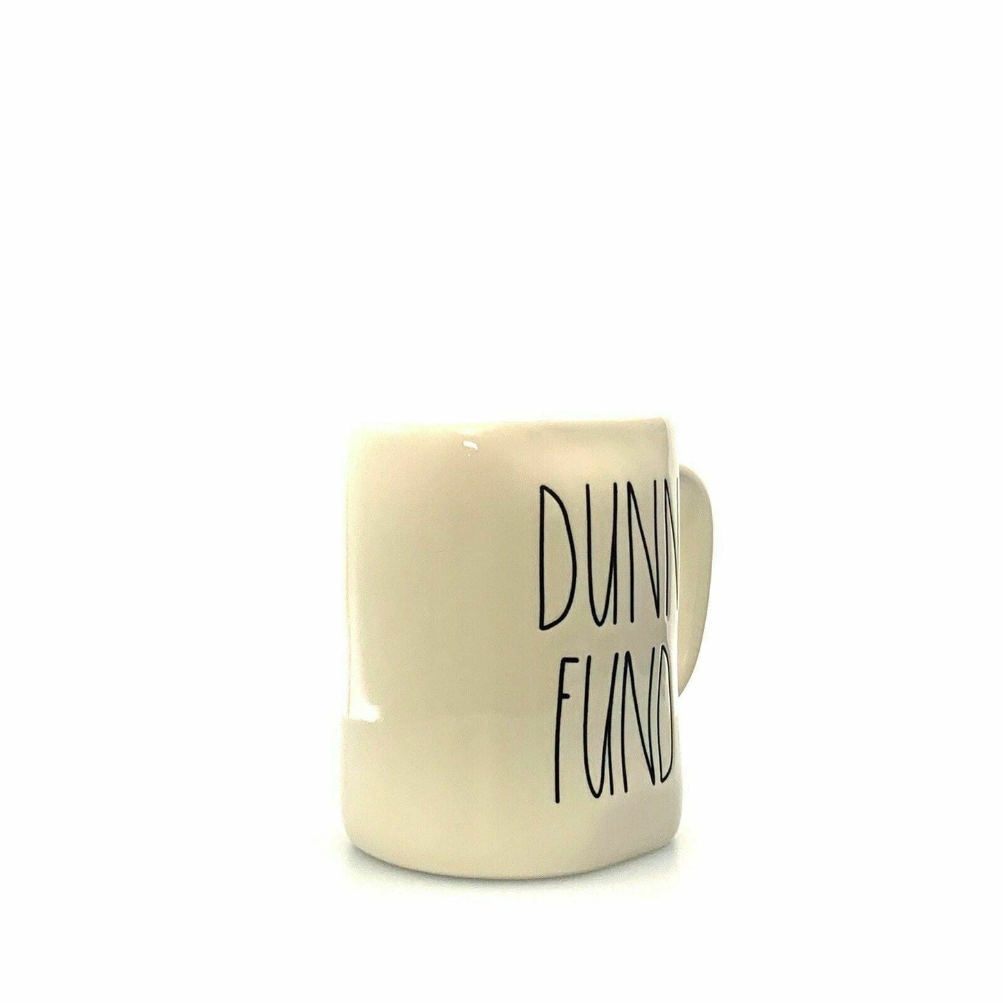 Rae Dunn Artisan Collection "DUNN FUND" Large Letter White Coffee Cup Mug By Magenta