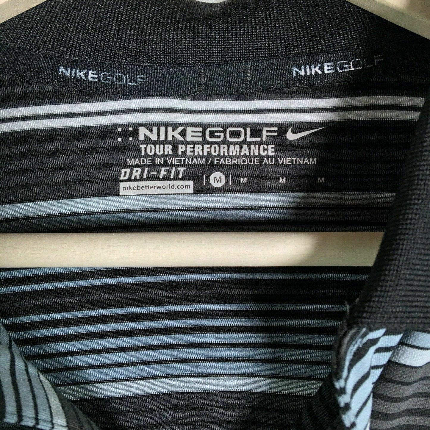 Nike Men's Gray/Black Dri-FIT Tour Performance Golf Polo Shirt - Size M - Pre-Owned