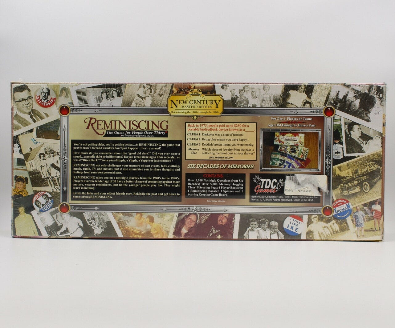 Reminiscing New Century Board Game For People Over 30 TDC Games 1998 NIB
