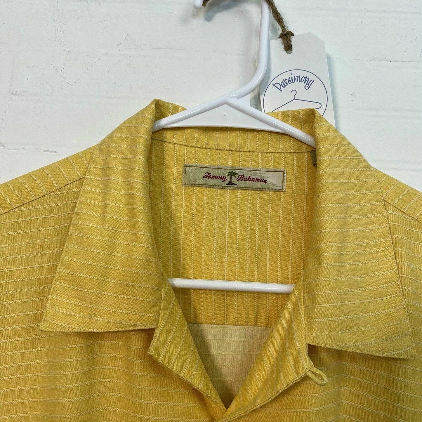 Vintage Tommy Bahama Men's Yellow Silk Hawaiian Shirt - Size M
