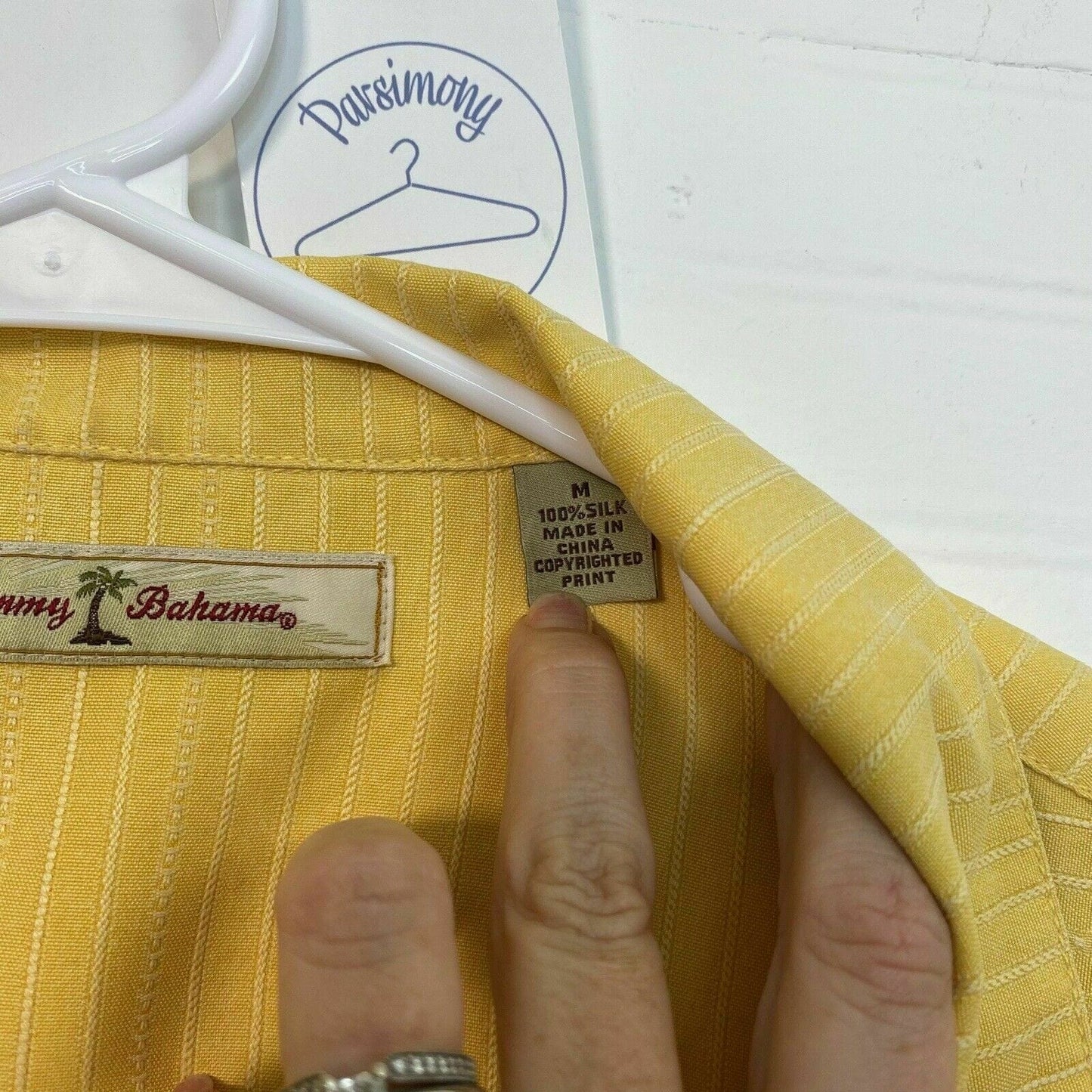 Vintage Tommy Bahama Men's Yellow Silk Hawaiian Shirt - Size M