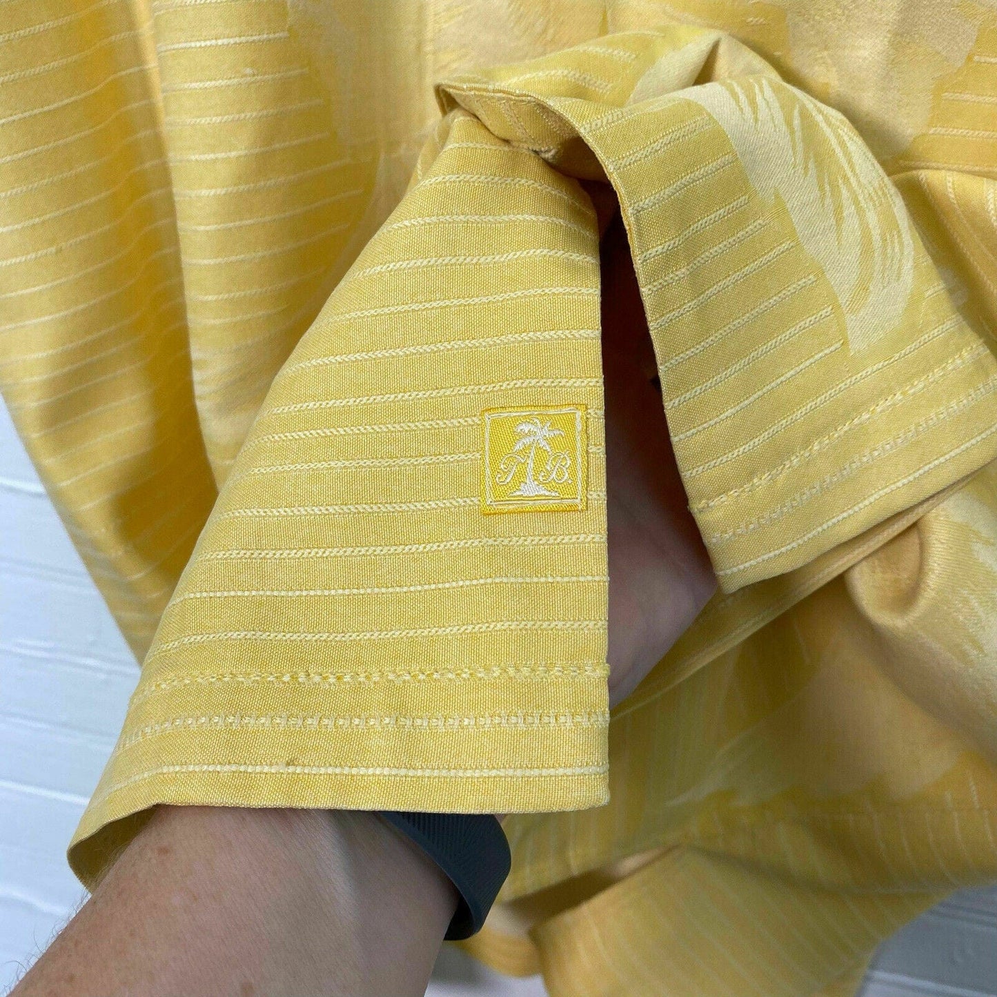 Vintage Tommy Bahama Men's Yellow Silk Hawaiian Shirt - Size M