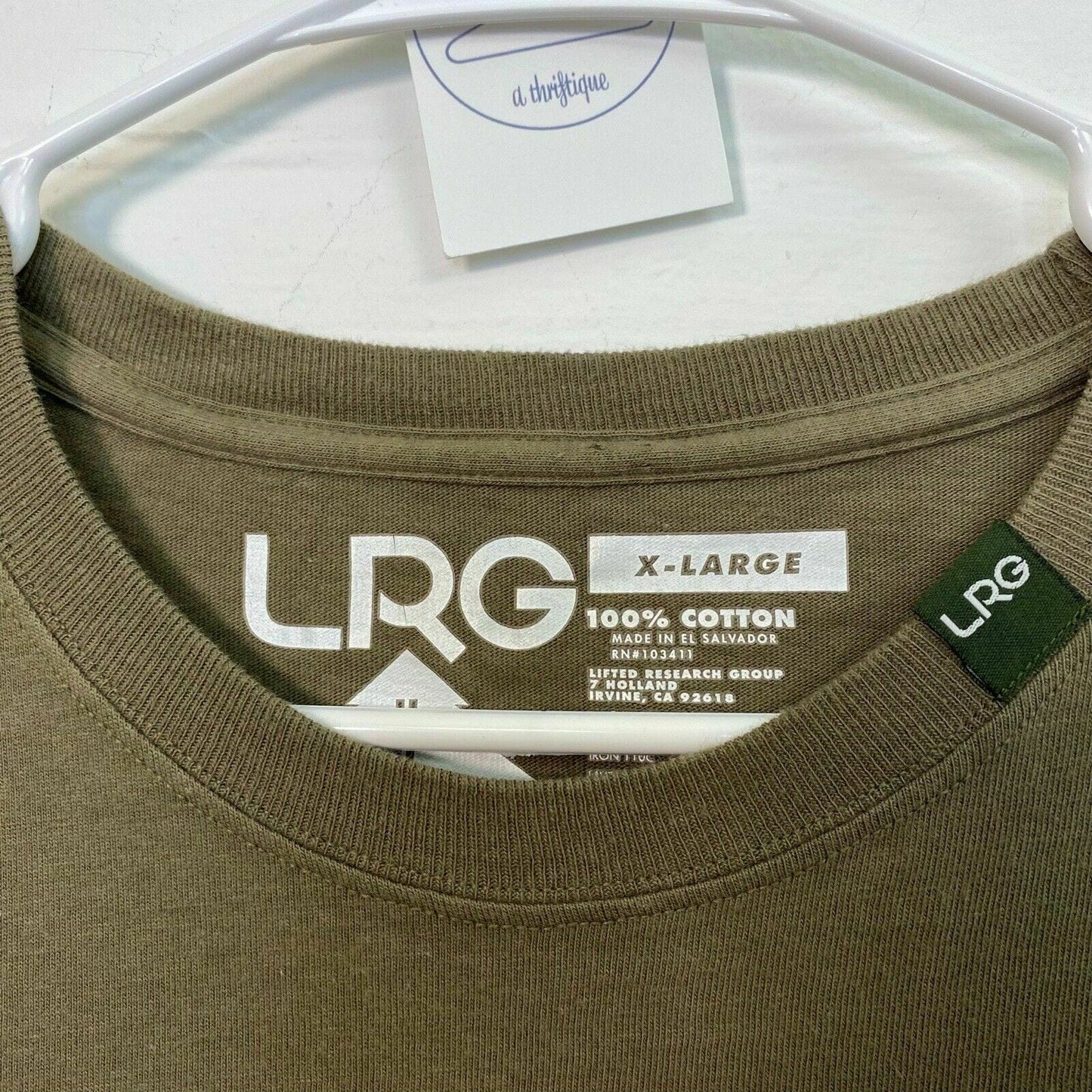 LRG Men's Olive Green Premium Fit Graphic T-Shirt - Size XL - Pre-Owned