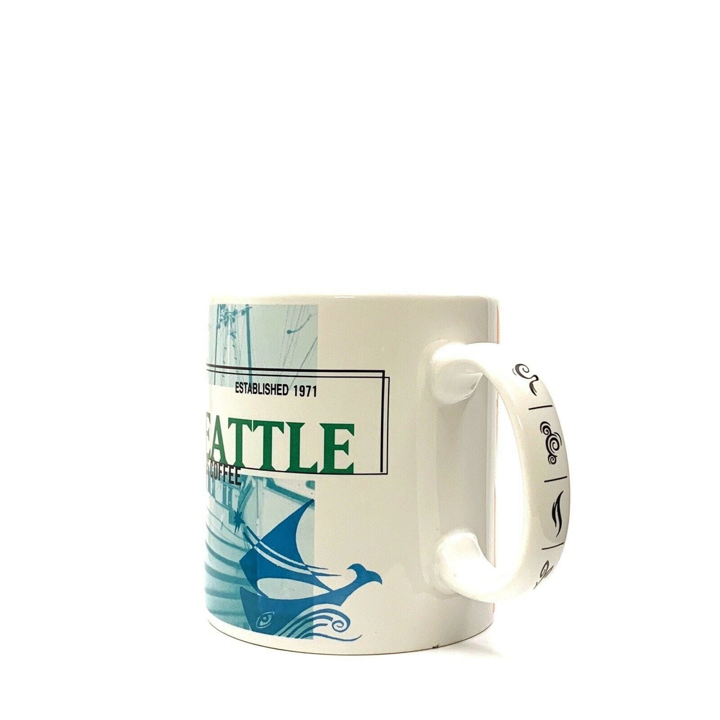 Starbucks Seattle WA Ceramic Coffee Mug Cup 1999 Elephant Carwash Fishing Boats