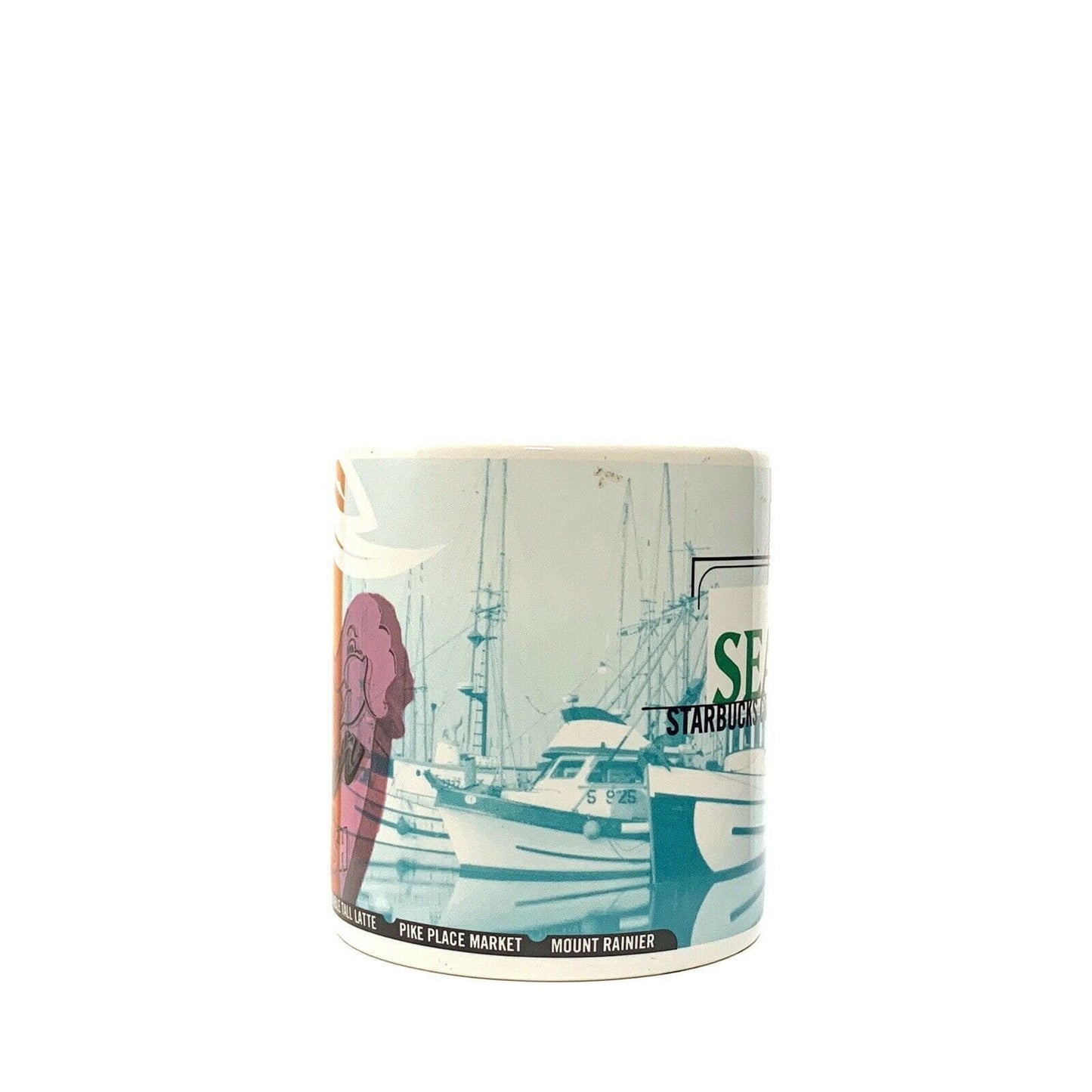 Starbucks Seattle WA Ceramic Coffee Mug Cup 1999 Elephant Carwash Fishing Boats