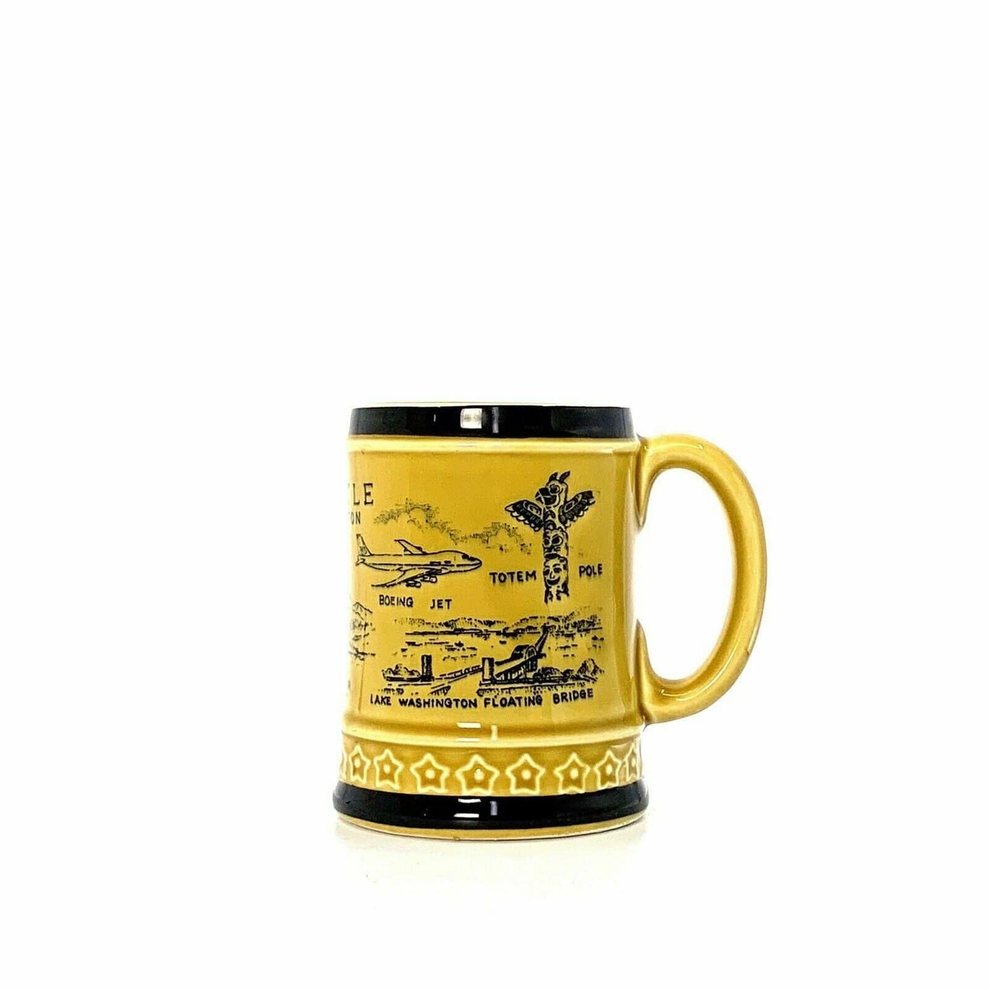 SEATTLE WASHINGTON Ceramic Souvenir Coffee Cup Mug, Yellow - 12 fl oz