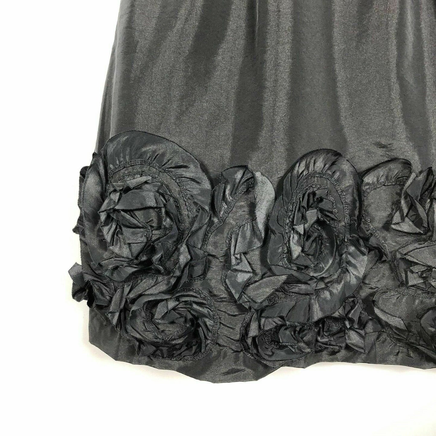 Max & Cleo Women's Black Strapless Ruffled Flower Hem Prom Party Dress - Size 2 - NWOT