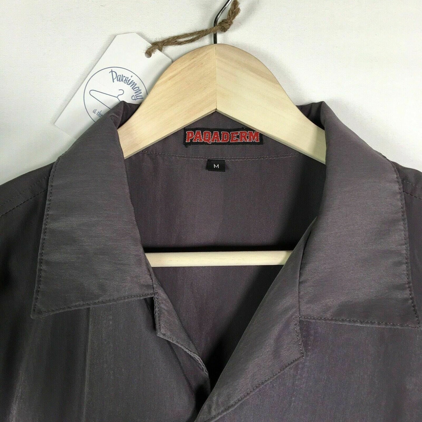 Paqaderm Men's Gray Short Sleeve Button-Up Casual Shirt - Size M - Dragon Club Design - Pre-Owned