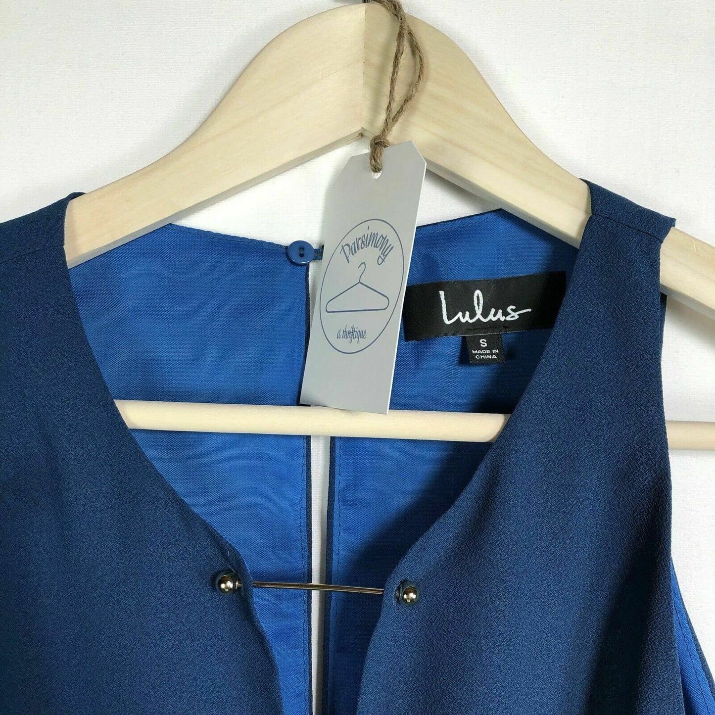 Lulus Womens Size S Blue Party Dress Deep V Neck Sleeveless