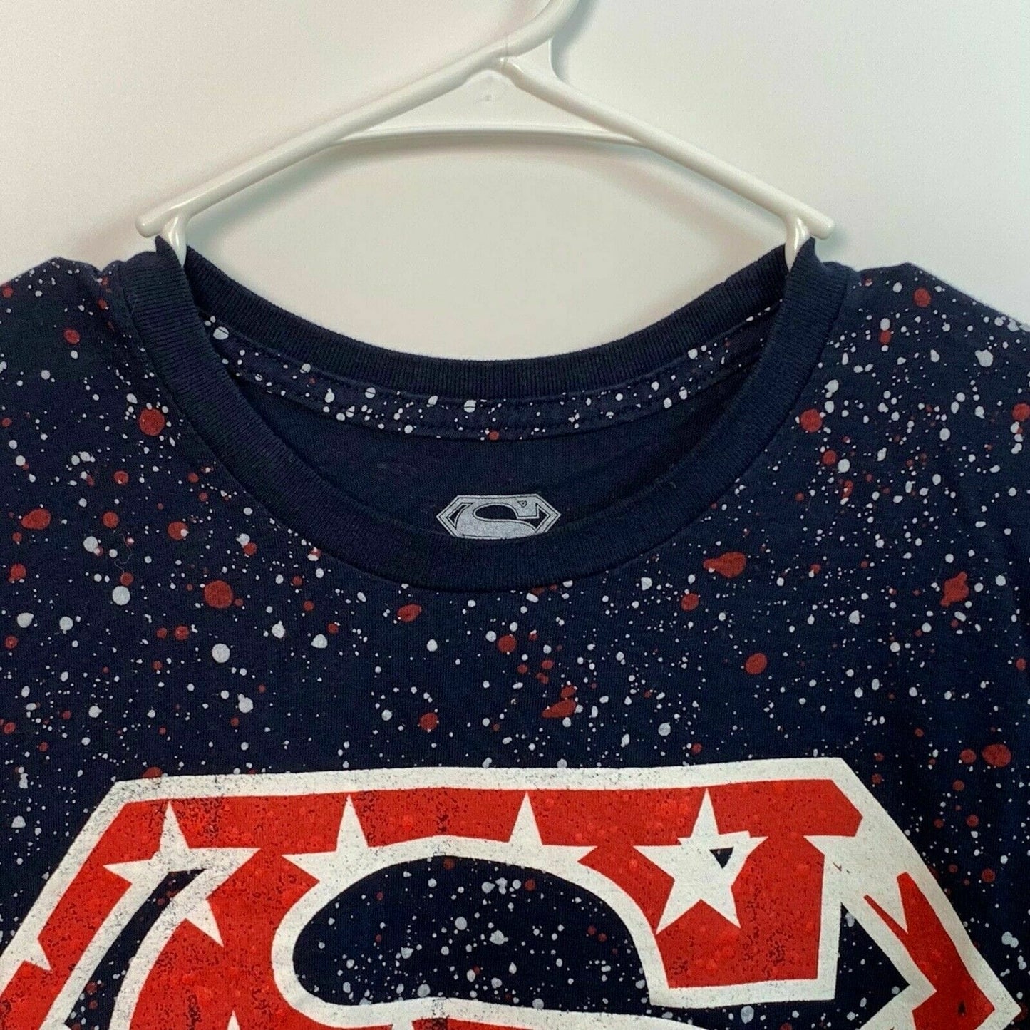 Superman Men's All-Over Graphic Short Sleeve T-Shirt - Blue - Size L - Pre-Owned