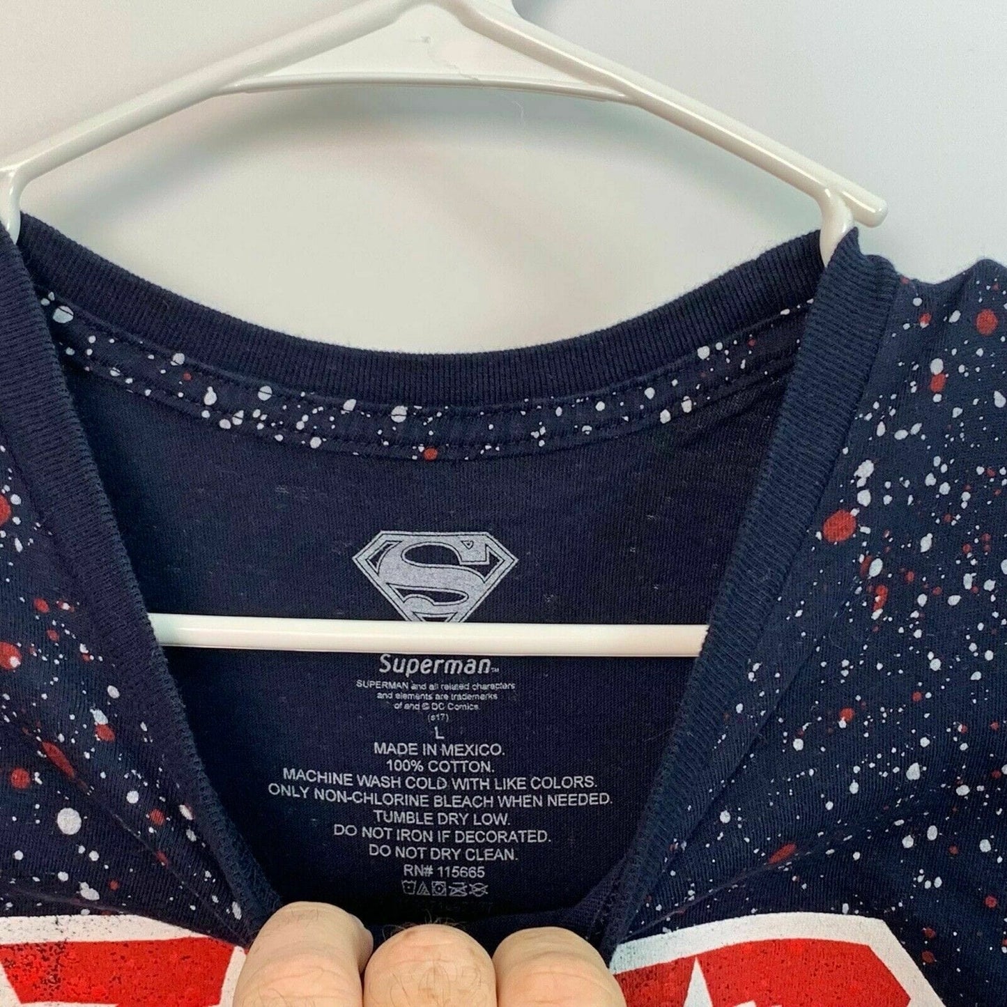 Superman Men's All-Over Graphic Short Sleeve T-Shirt - Blue - Size L - Pre-Owned