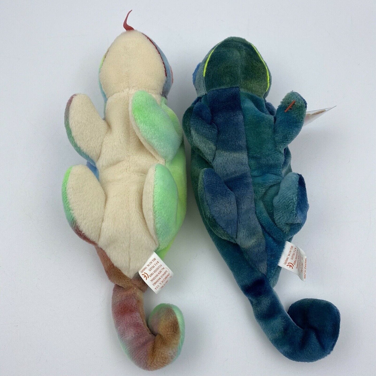 Ty Beanie Babies Rainbow & Iggy 1997 Plush Toy Mint Condition Tag Errors