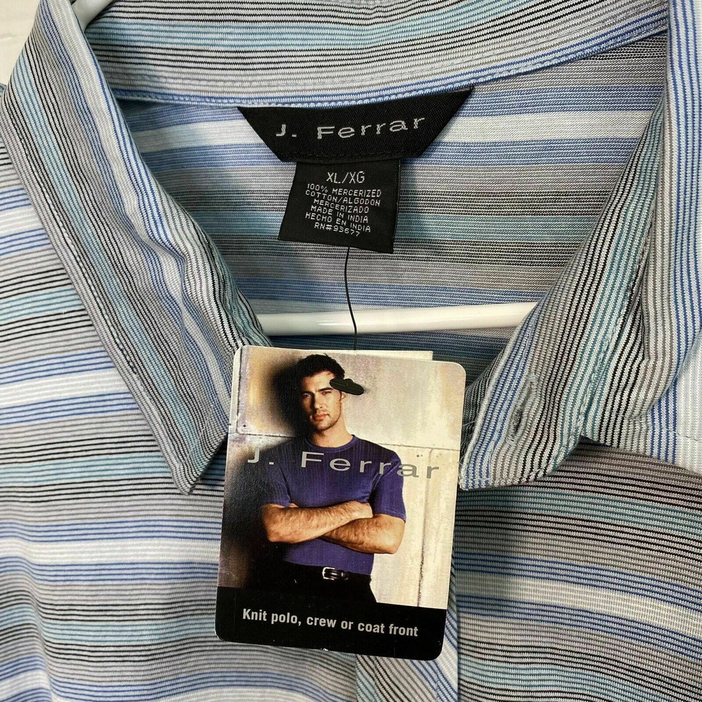 J. Ferrar Men's Blue Striped Short Sleeve Button-Up Casual Shirt - Size XL - NWT