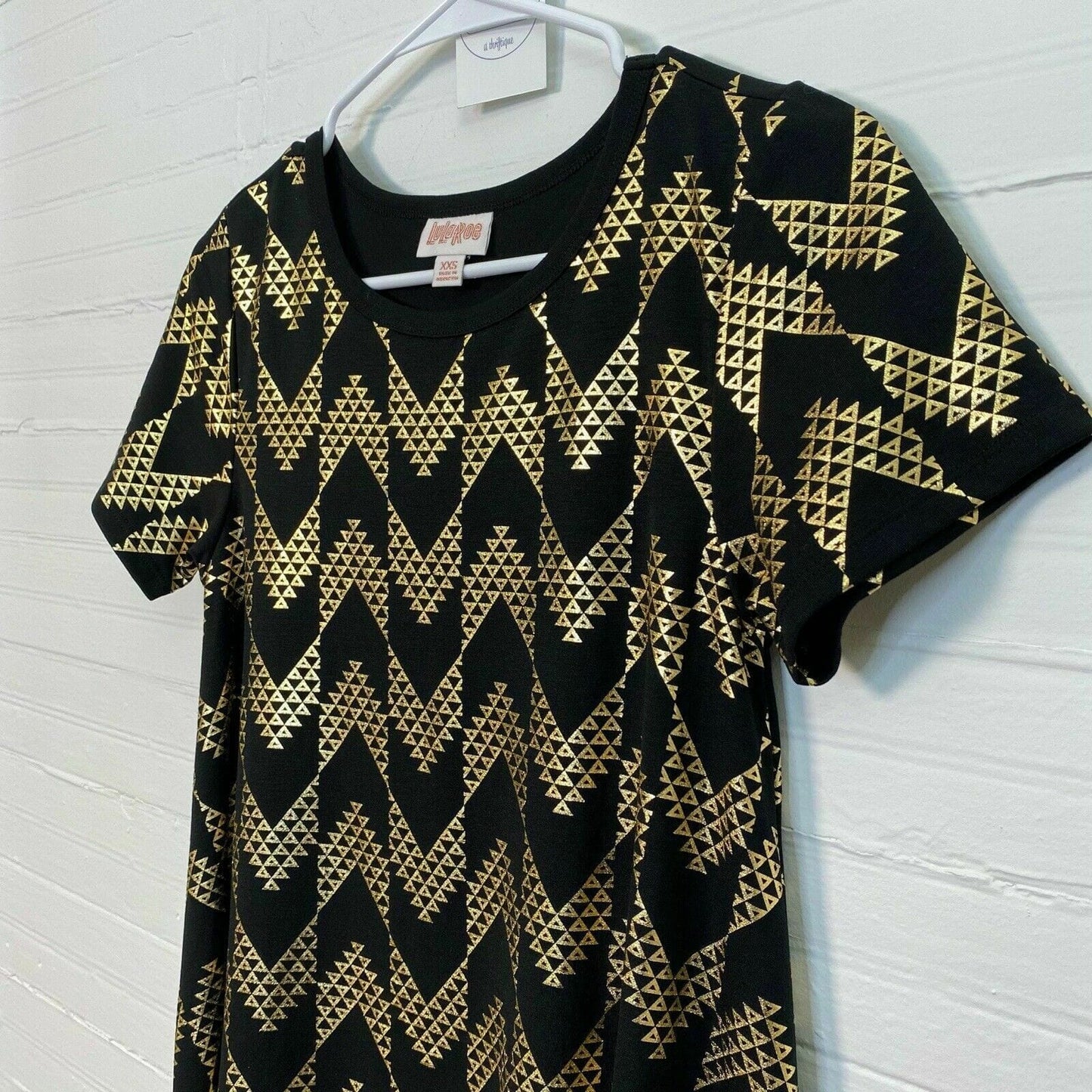 NEW LuLaRoe Womens Size XXS Black Simply Comfortable Carly Dress Silver Details