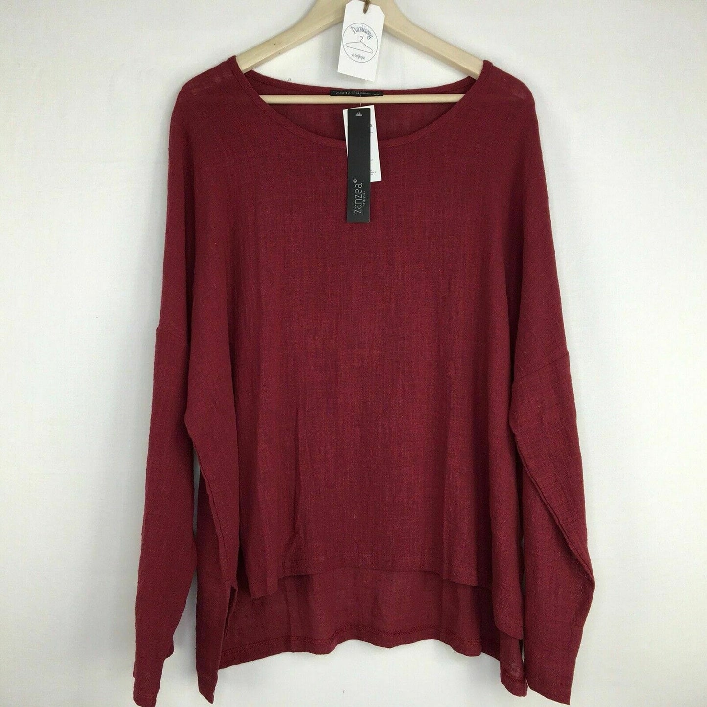 ZANZEA Womens Maroon Casual Long Sleeve Lightweight Top Blouse Plus Size 5XL