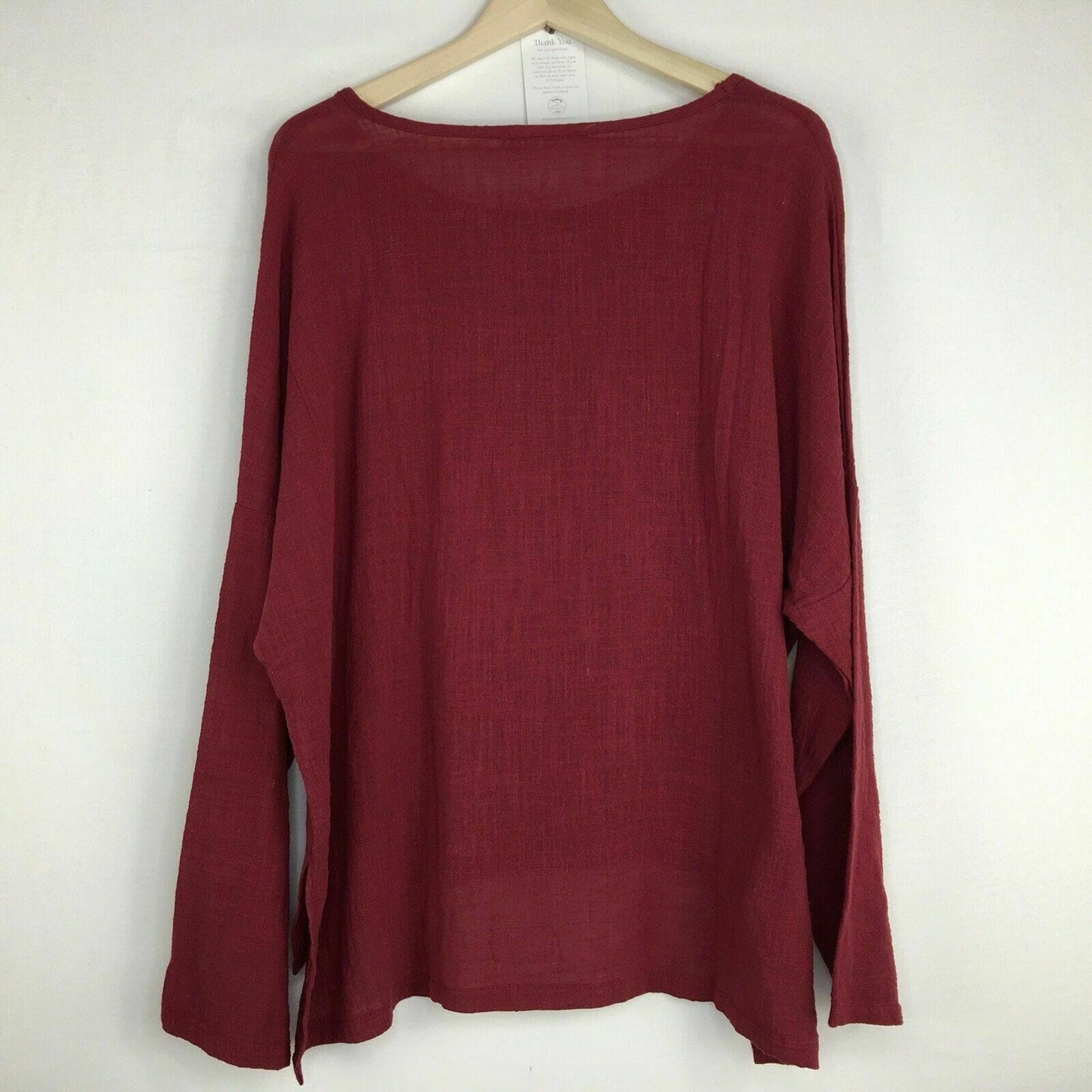 ZANZEA Womens Maroon Casual Long Sleeve Lightweight Top Blouse Plus Size 5XL