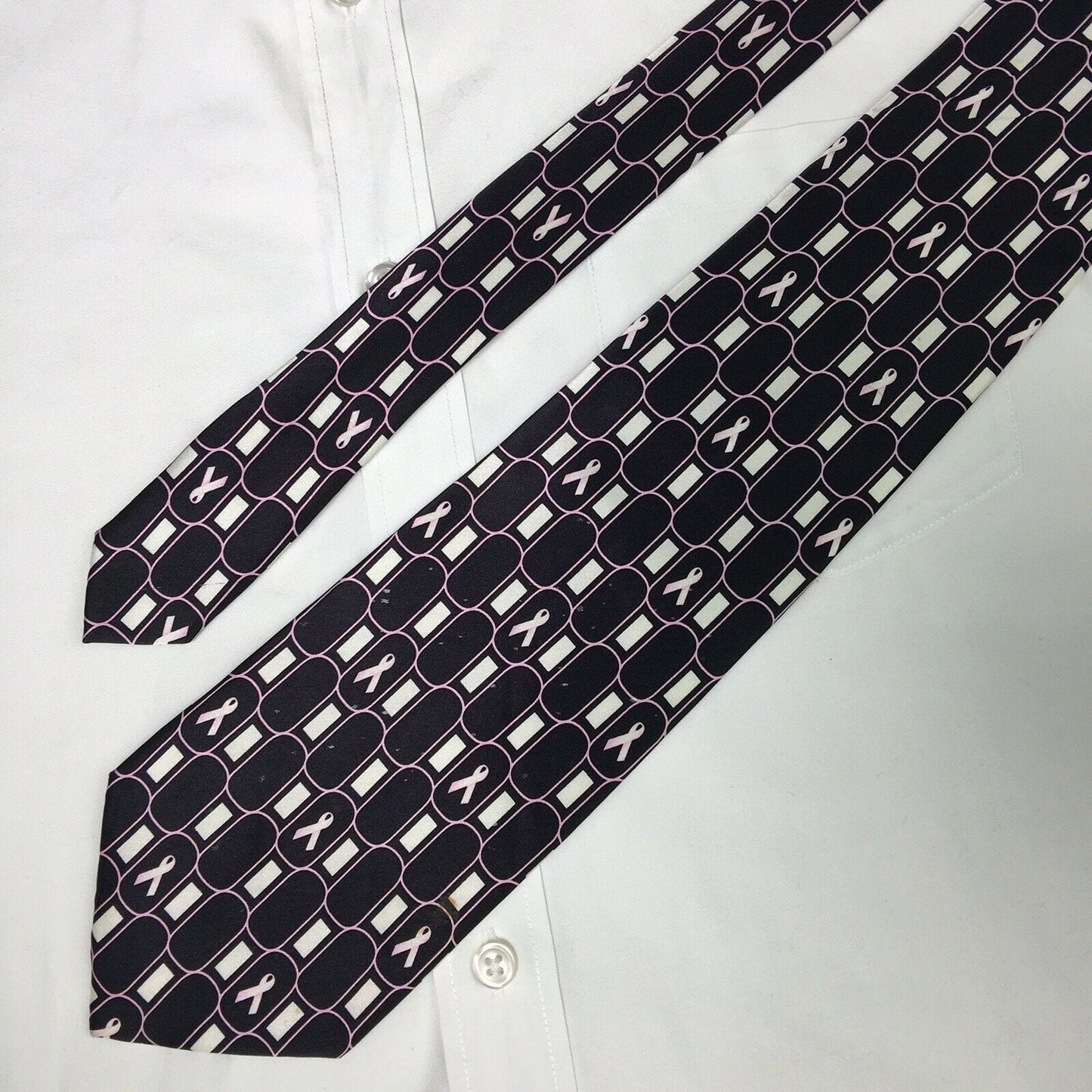 Stylish Susan G. Komen Mens Black W/ Pink Breast Cancer Awareness 100% Silk Necktie