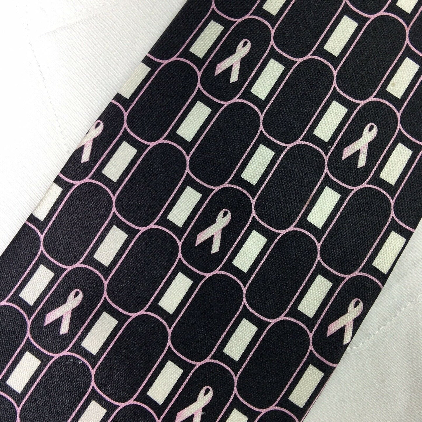 Stylish Susan G. Komen Mens Black W/ Pink Breast Cancer Awareness 100% Silk Necktie