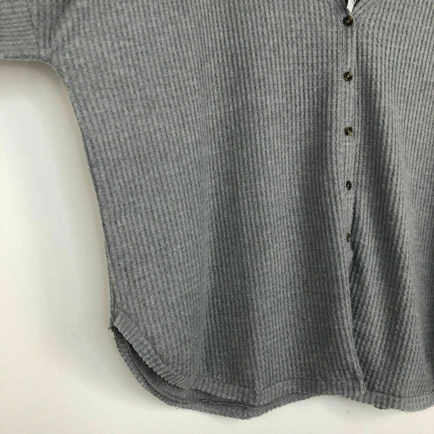 For the Republic Women's Heather Gray Waffle Knit Lightweight Cardigan Sweater - Size L