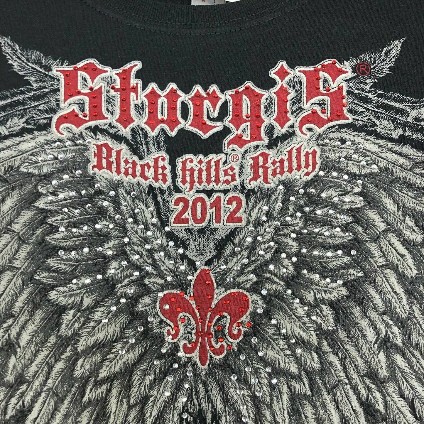 Studded Black T-Shirt - Womens Size L - Sturgis Rally 2012 Graphic - NWT