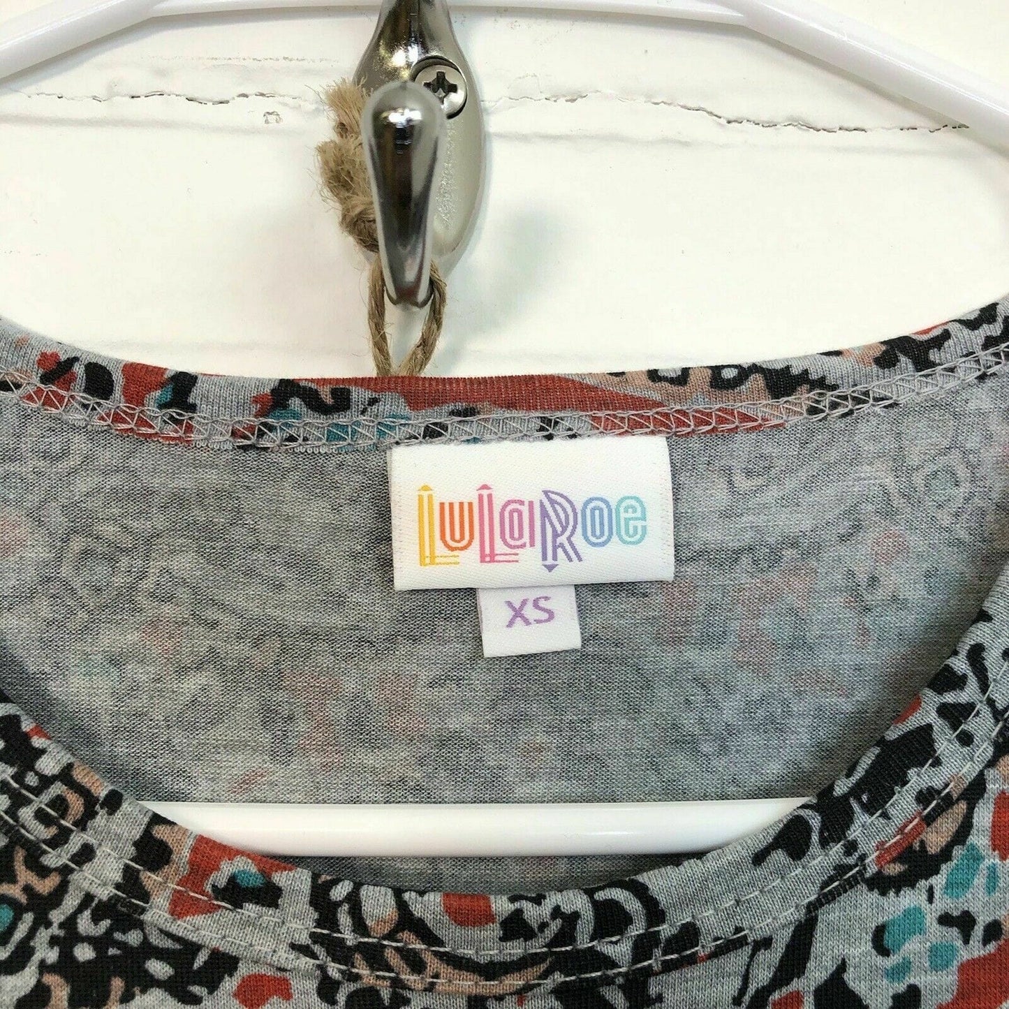 LuLaRoe Womens Maria Maxi Dress | XS (2-4) | Gray Paisley Print | Orange/Black/Teal Accents | NWT