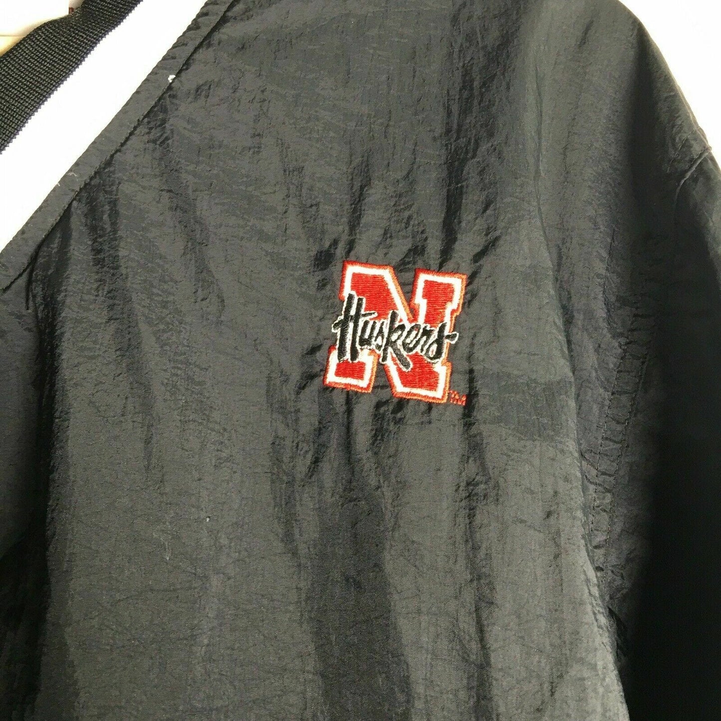 Vintage Champion Mens Size XL Black Nebraska Huskers Pullover Jacket Windbreaker