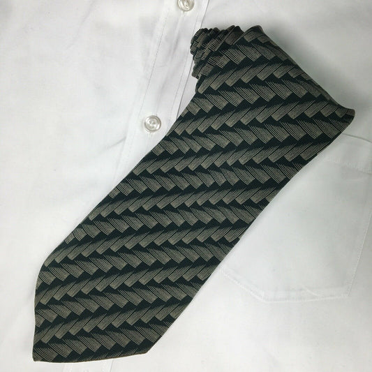 GIORGIO ARMANI Mens Cravatte Green Brushstroke Print 100% Italian Silk Neck Tie 56”