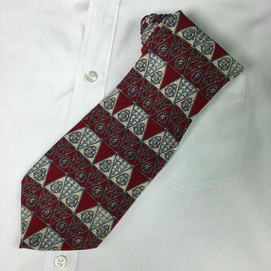 METROPOLITAN MUSEUM OF ART Mens Necktie Red Triangle Gate Pattern Silk Tie 56.5”