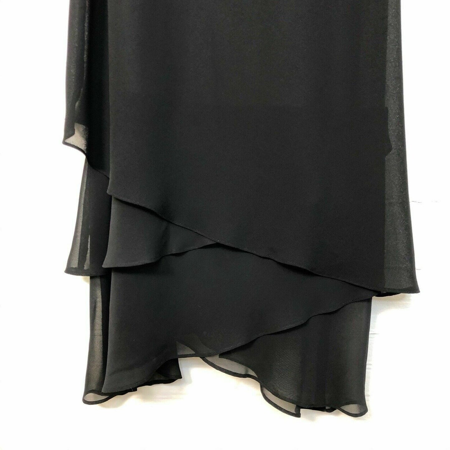 Virgo Women Black Dress Size 8 with Tied Straps And Flutter Hem Fully Lined