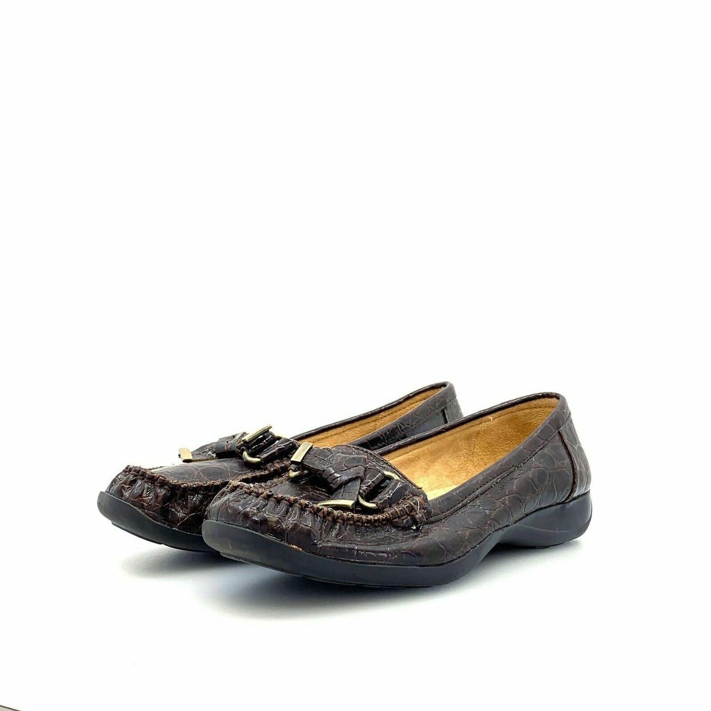 Naturalizer Womens Cedra Crocodile Pattern Shoes Flats, Brown - Size 8M