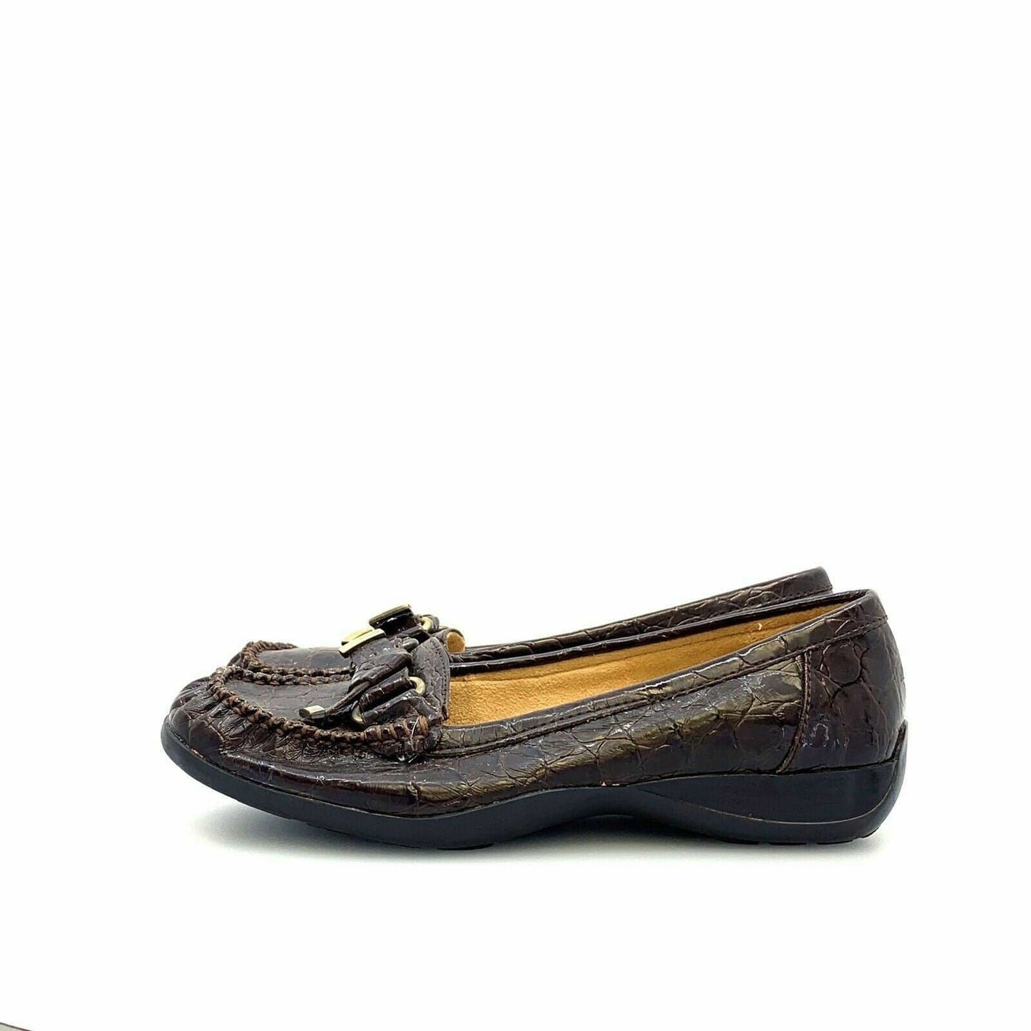 Naturalizer Womens Cedra Crocodile Pattern Shoes Flats, Brown - Size 8M
