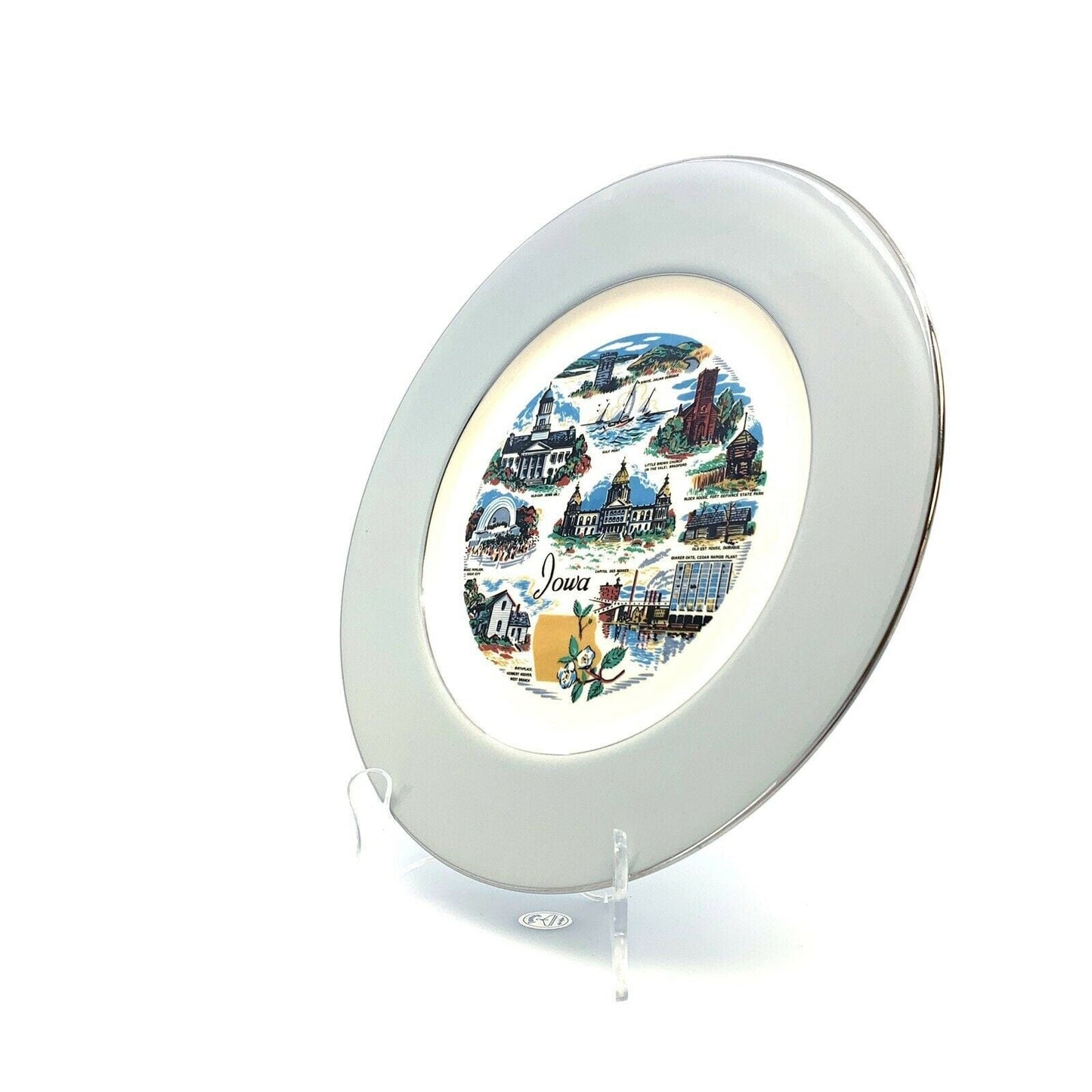 State Of Iowa Souvenir Collectible Plate, White - 9”