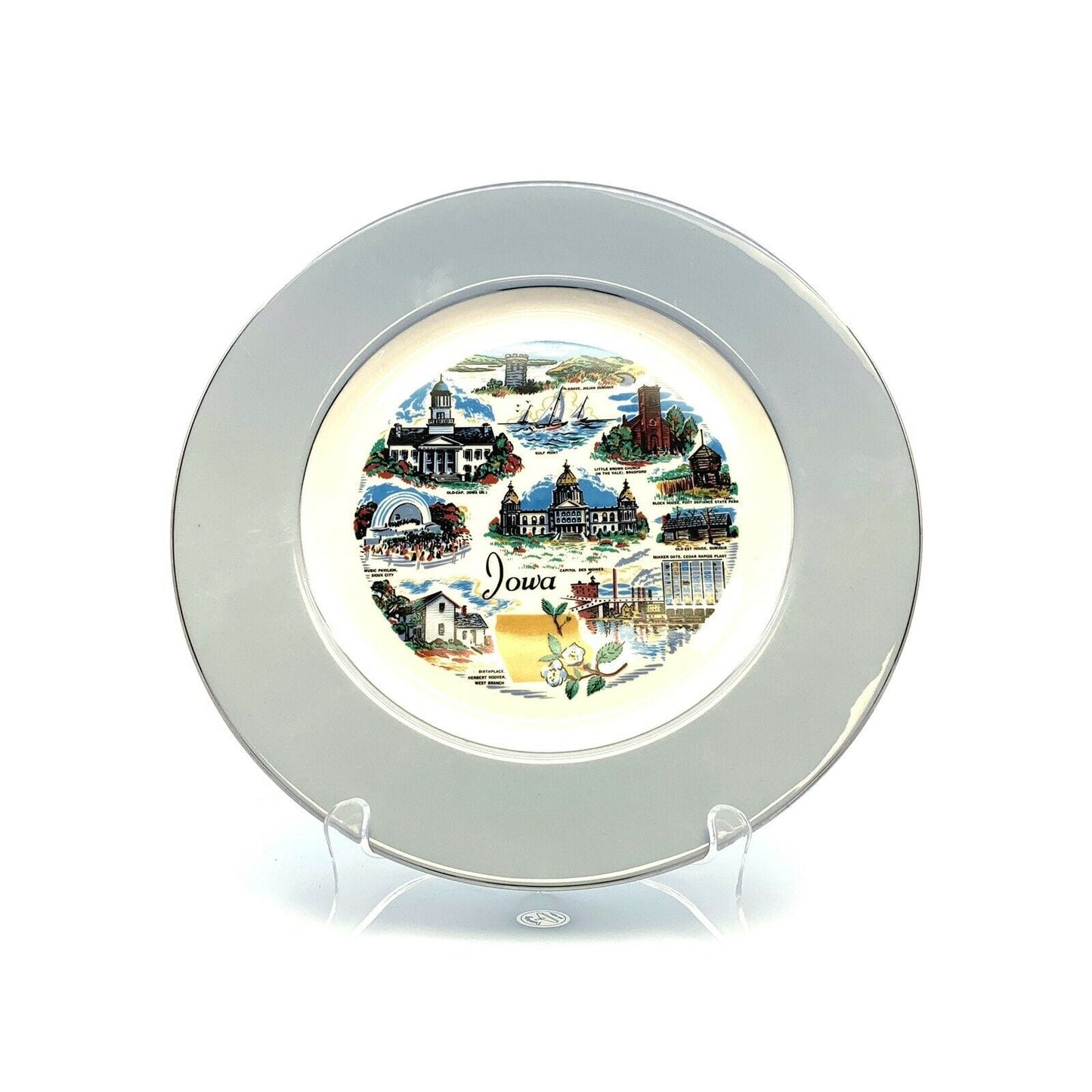 State Of Iowa Souvenir Collectible Plate, White - 9”