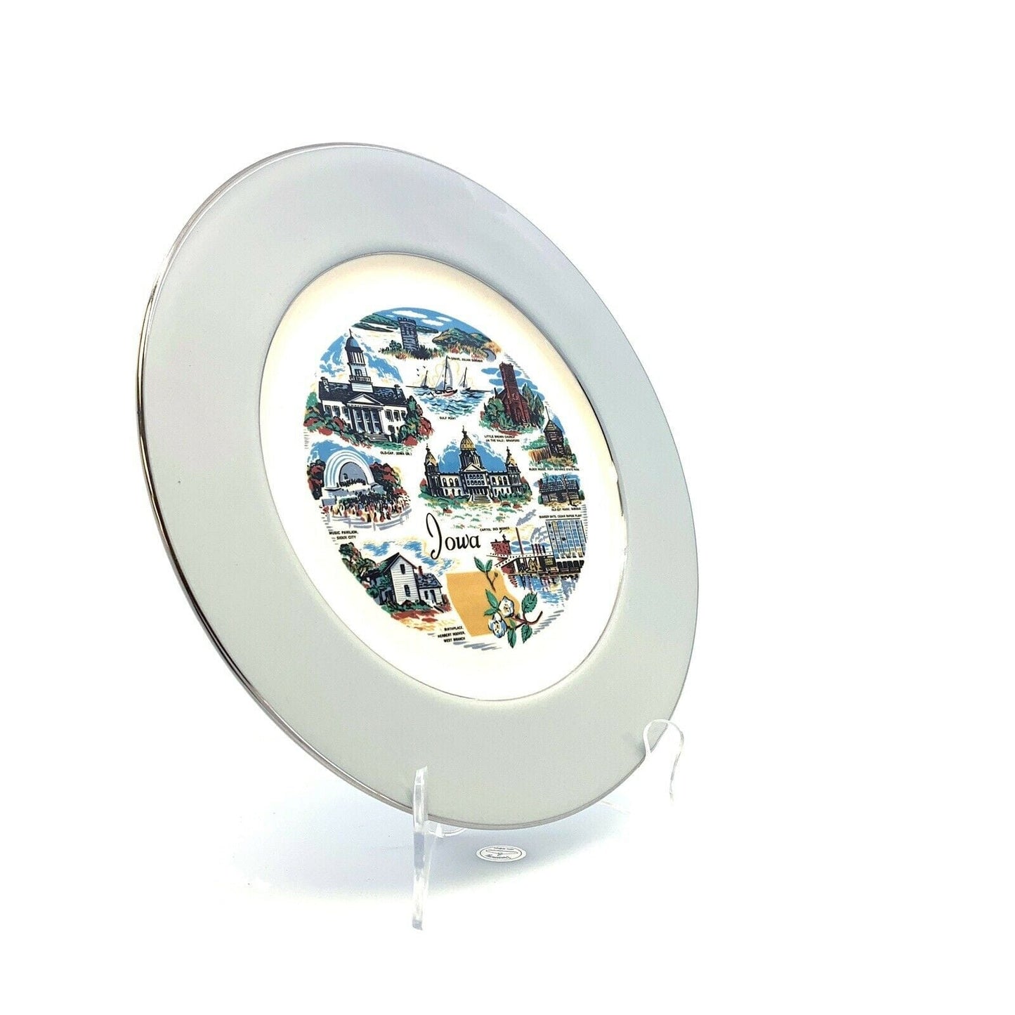 State Of Iowa Souvenir Collectible Plate, White - 9”