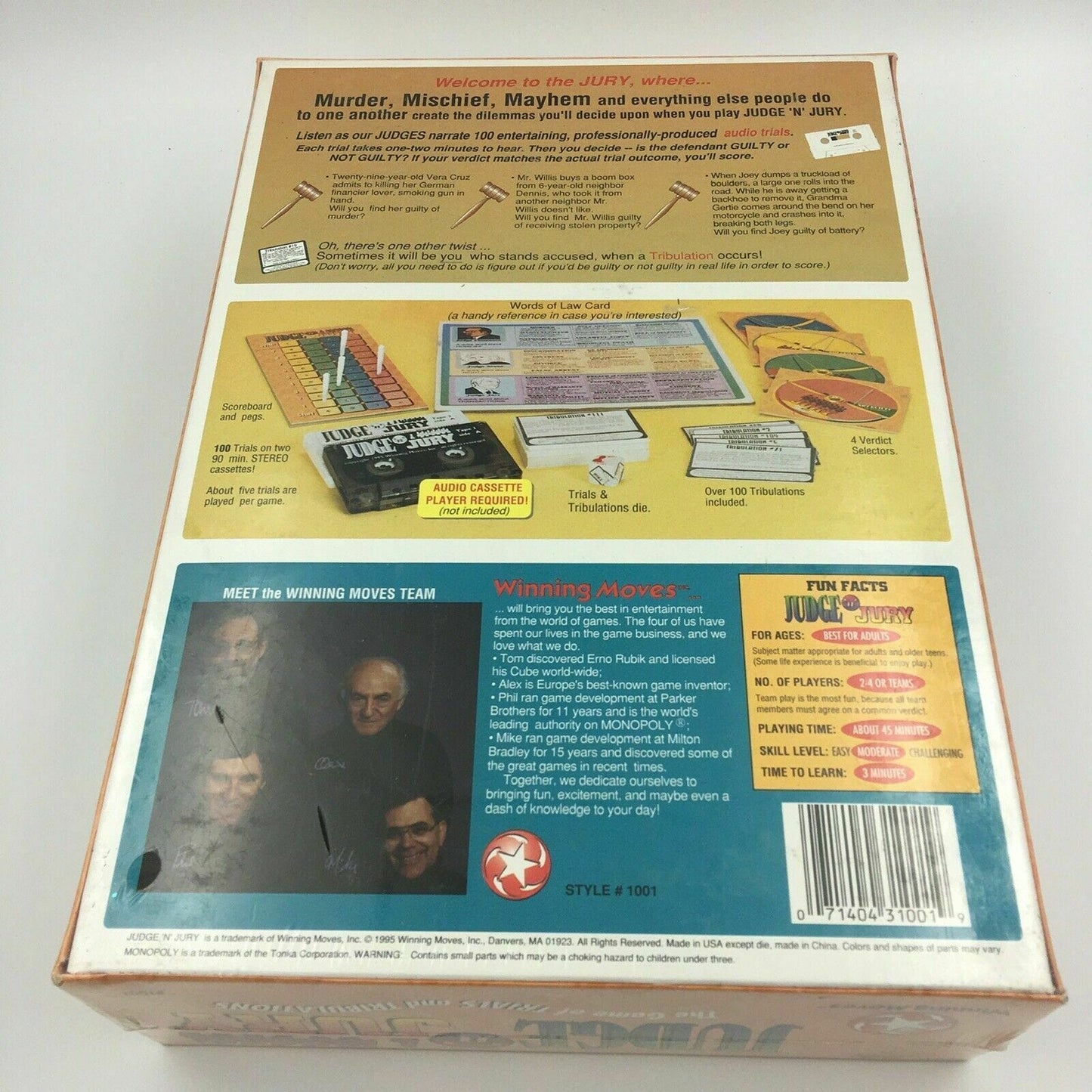 NEW Winning Moves Unisex Game Judge N Jury The Game of Trials and Tribulations