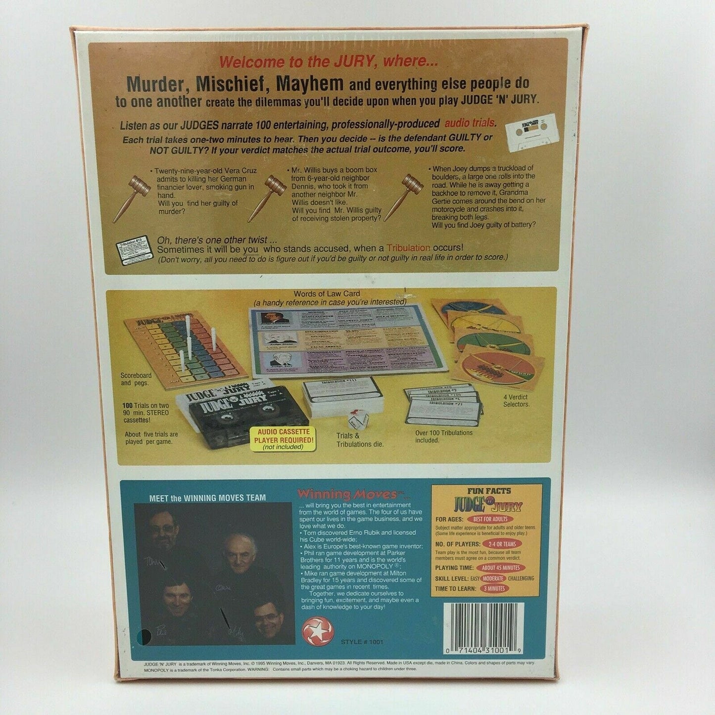 NEW Winning Moves Unisex Game Judge N Jury The Game of Trials and Tribulations