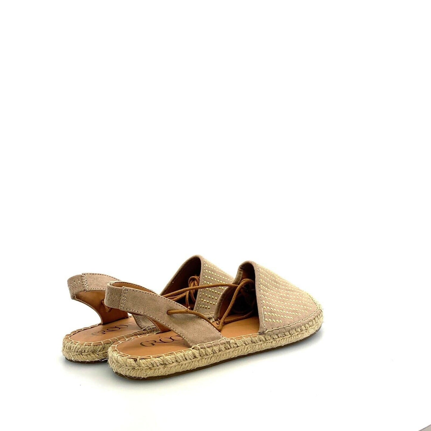 Groove Womens Leather Ankle Lace Sandals, Beige - Size 9.5