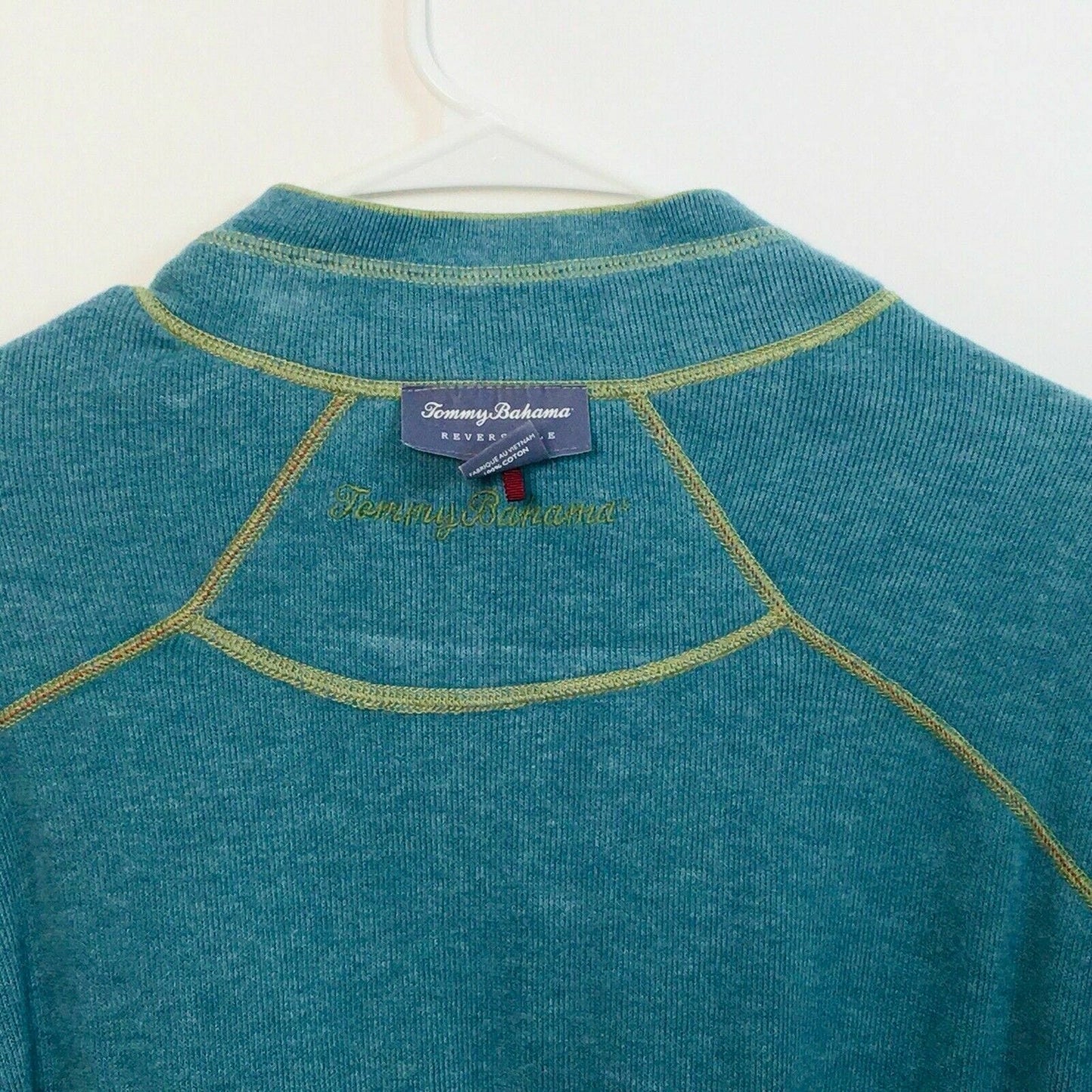 Tommy Bahama Men's 1/4 Zip Pullover Sweater - Reversible Green/Blue - Size L - Pre-Owned