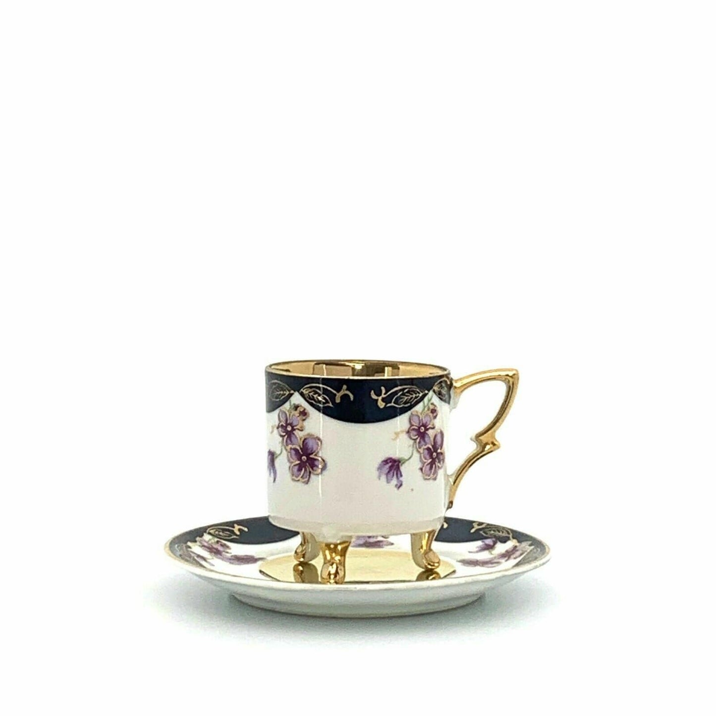 Lefton China Sweet Violets Vintage Hand Painted Porcelain Cup & Saucer Set
