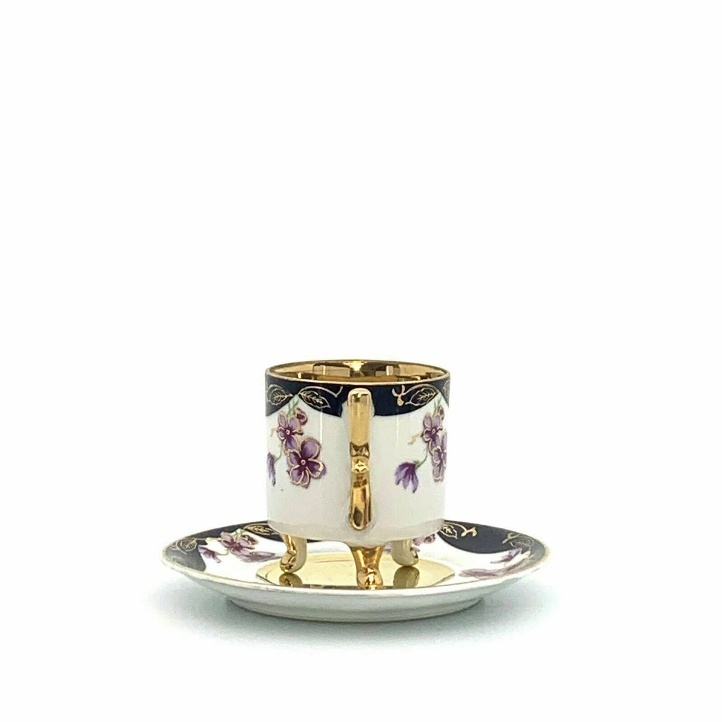 Lefton China Sweet Violets Vintage Hand Painted Porcelain Cup & Saucer Set