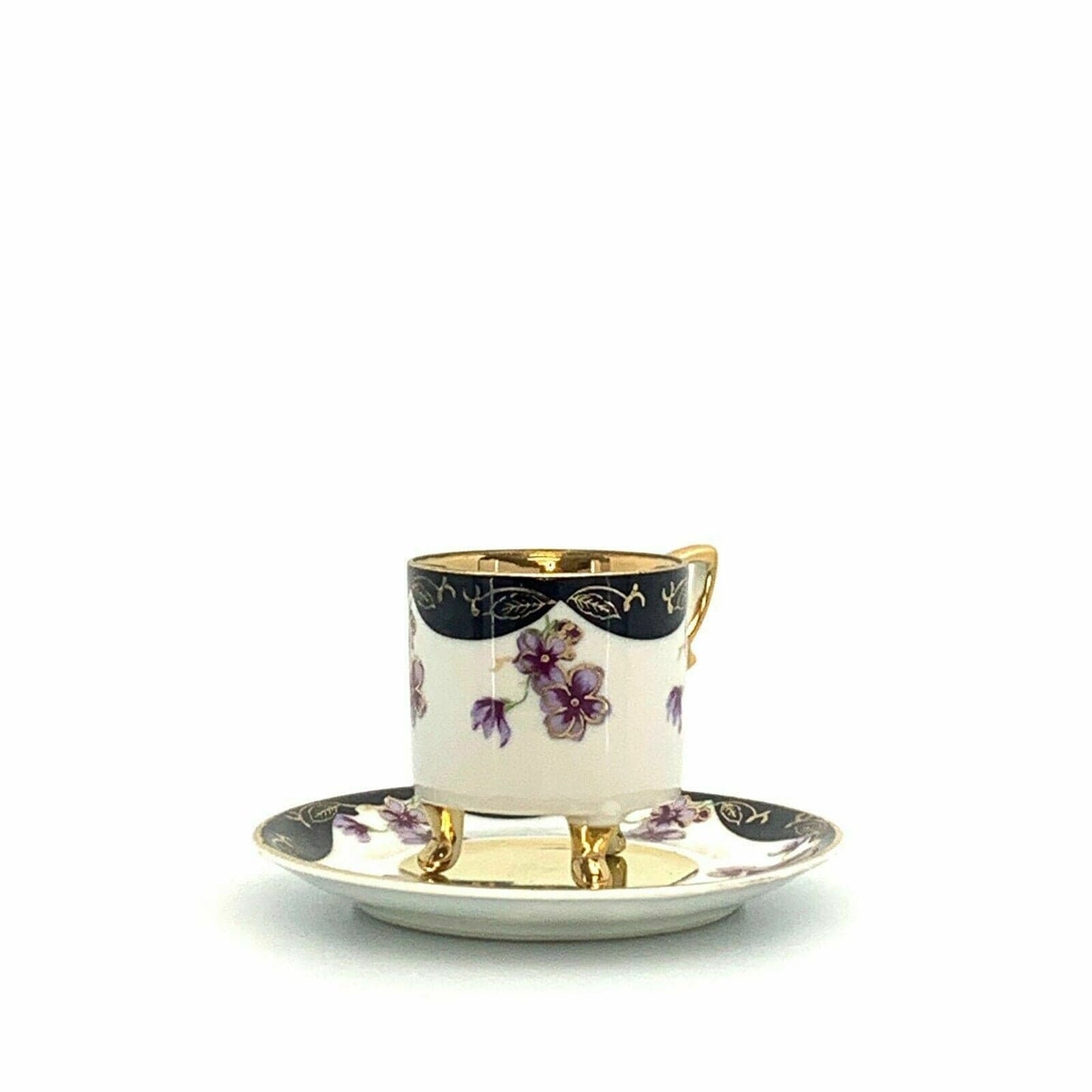 Lefton China Sweet Violets Vintage Hand Painted Porcelain Cup & Saucer Set