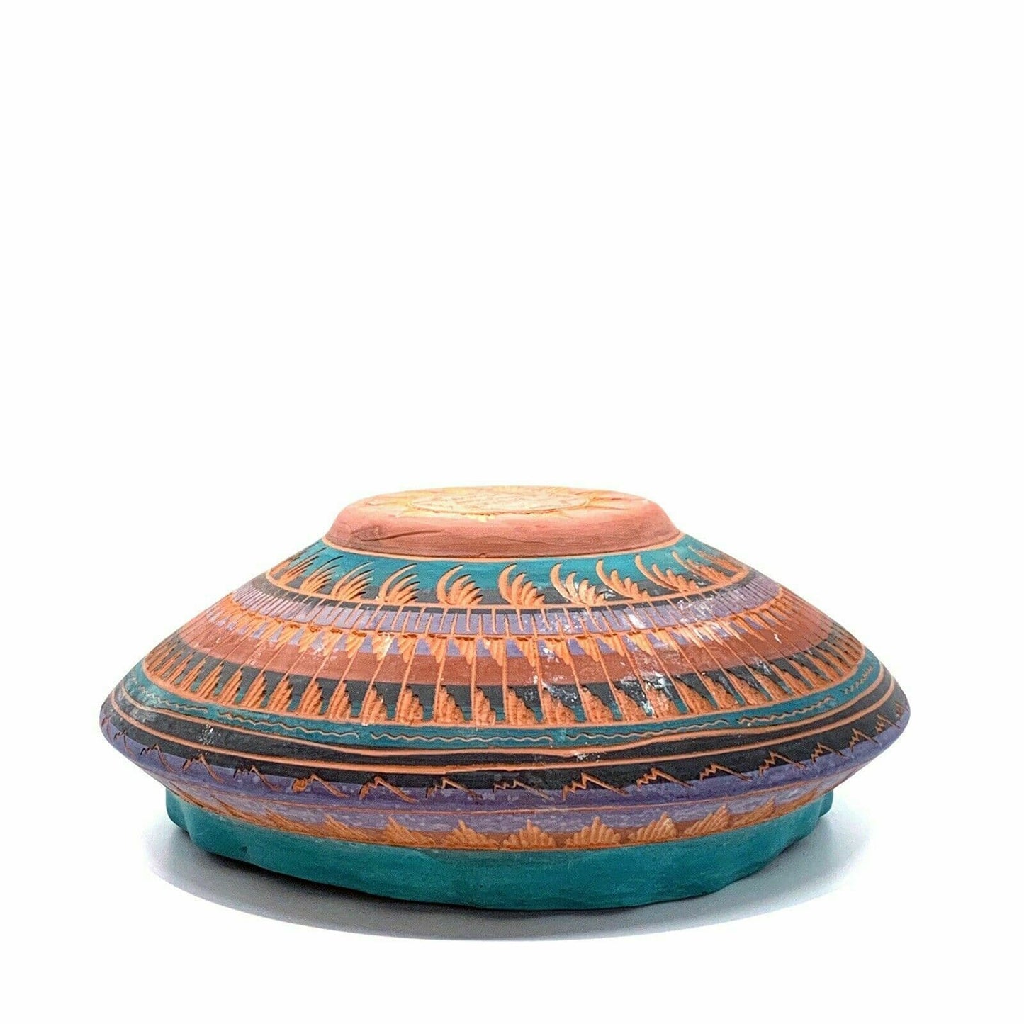 Navajo Pottery Anna Tsosie Signed Bowl Terra Cotta Hand Etched - Large 10”