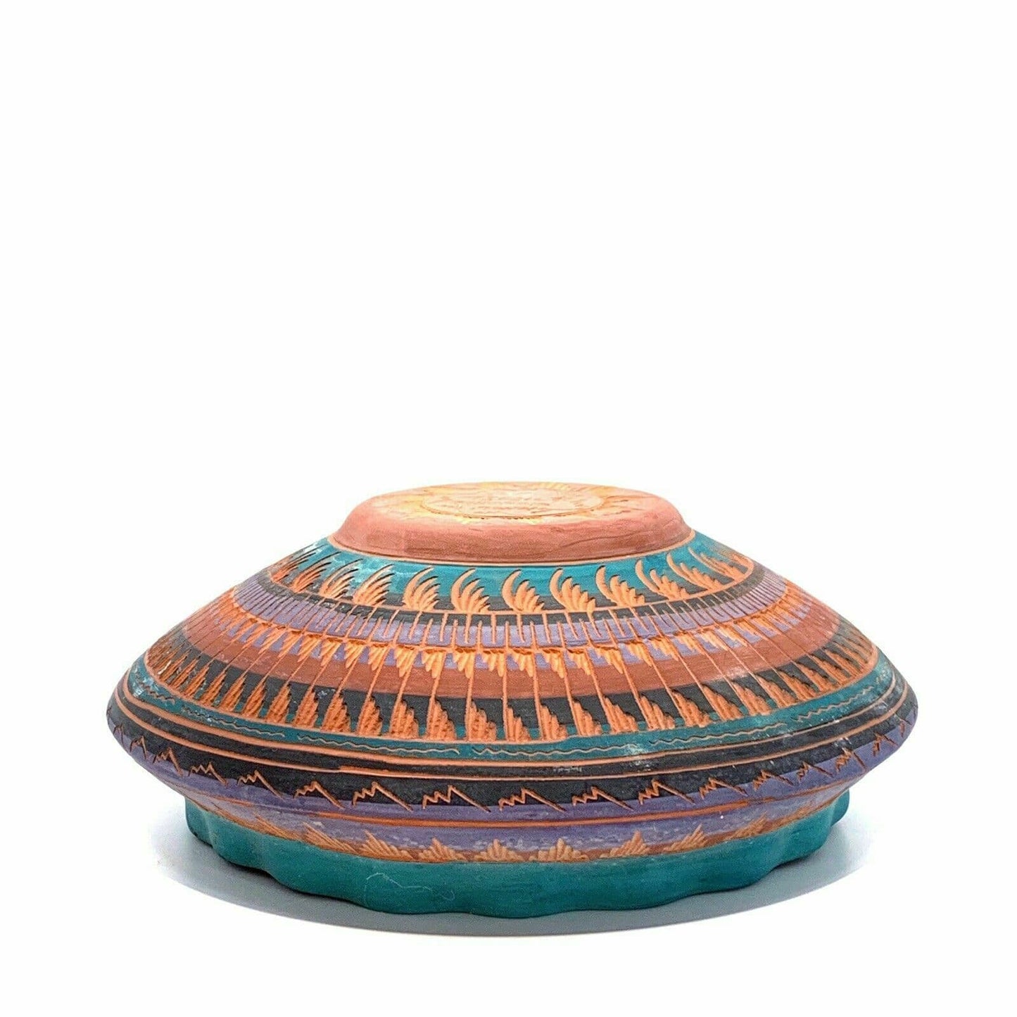 Navajo Pottery Anna Tsosie Signed Bowl Terra Cotta Hand Etched - Large 10”
