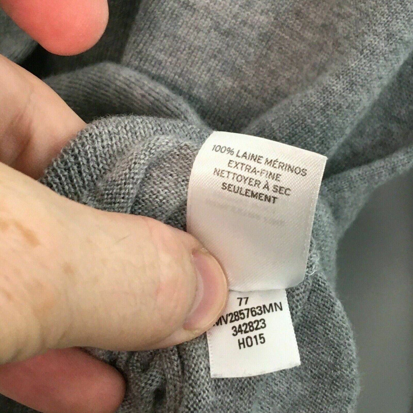 Nordstrom Mens V Neck Merino Wool Sweater, Light Gray - Size XL