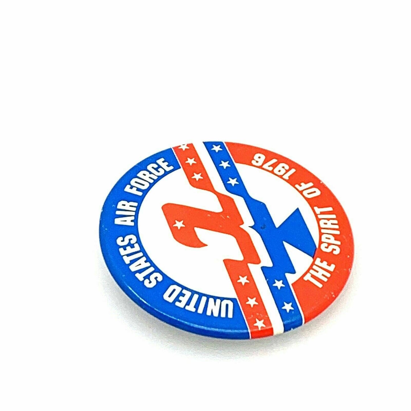 Vintage UNITED STATES AIR FORCE SPIRIT OF 1976 Pinback Button, White - 2.5”