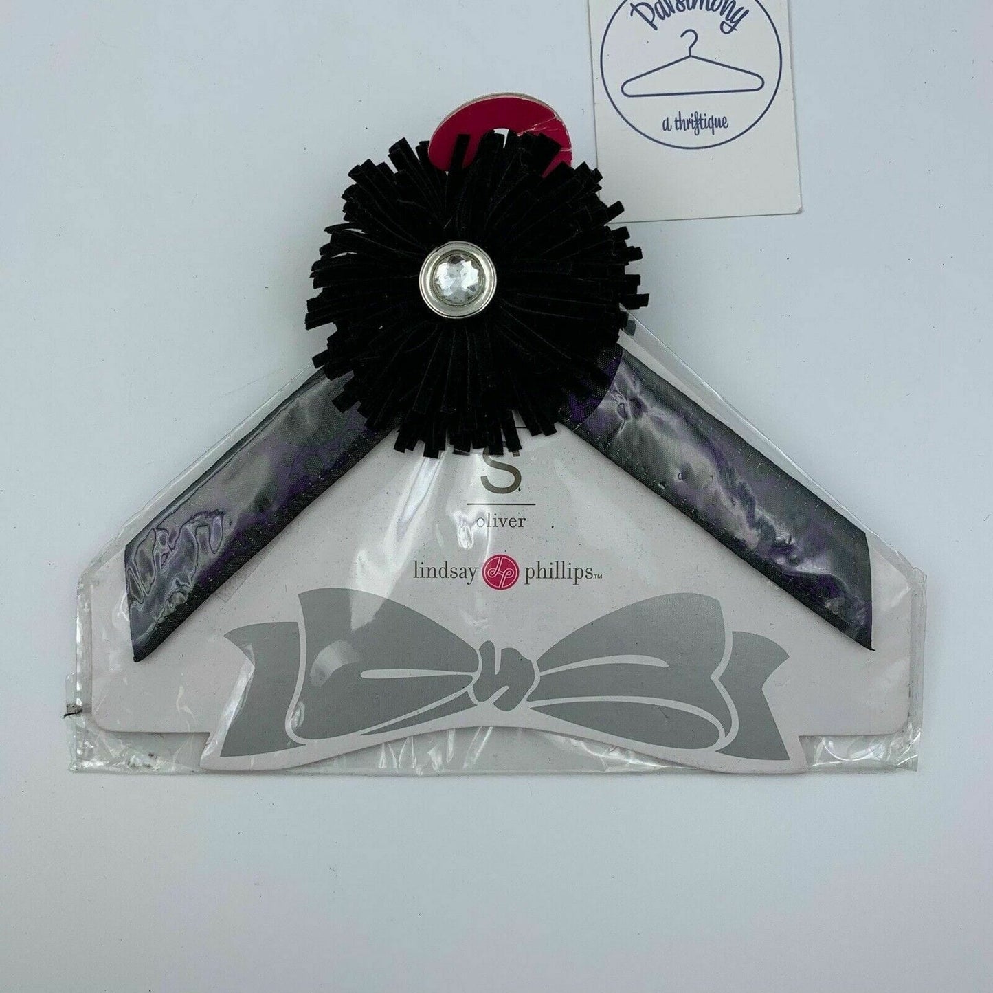 NEW Lindsay Phillips Switchflops Strap Oliver, Black / Purple Tassled Flower - S