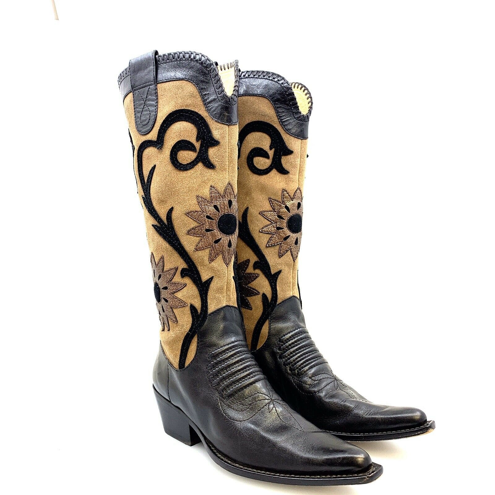 Paolo Womens Western Fashion Boots, Black / Brown - Size 4M - parsimonyshoppes