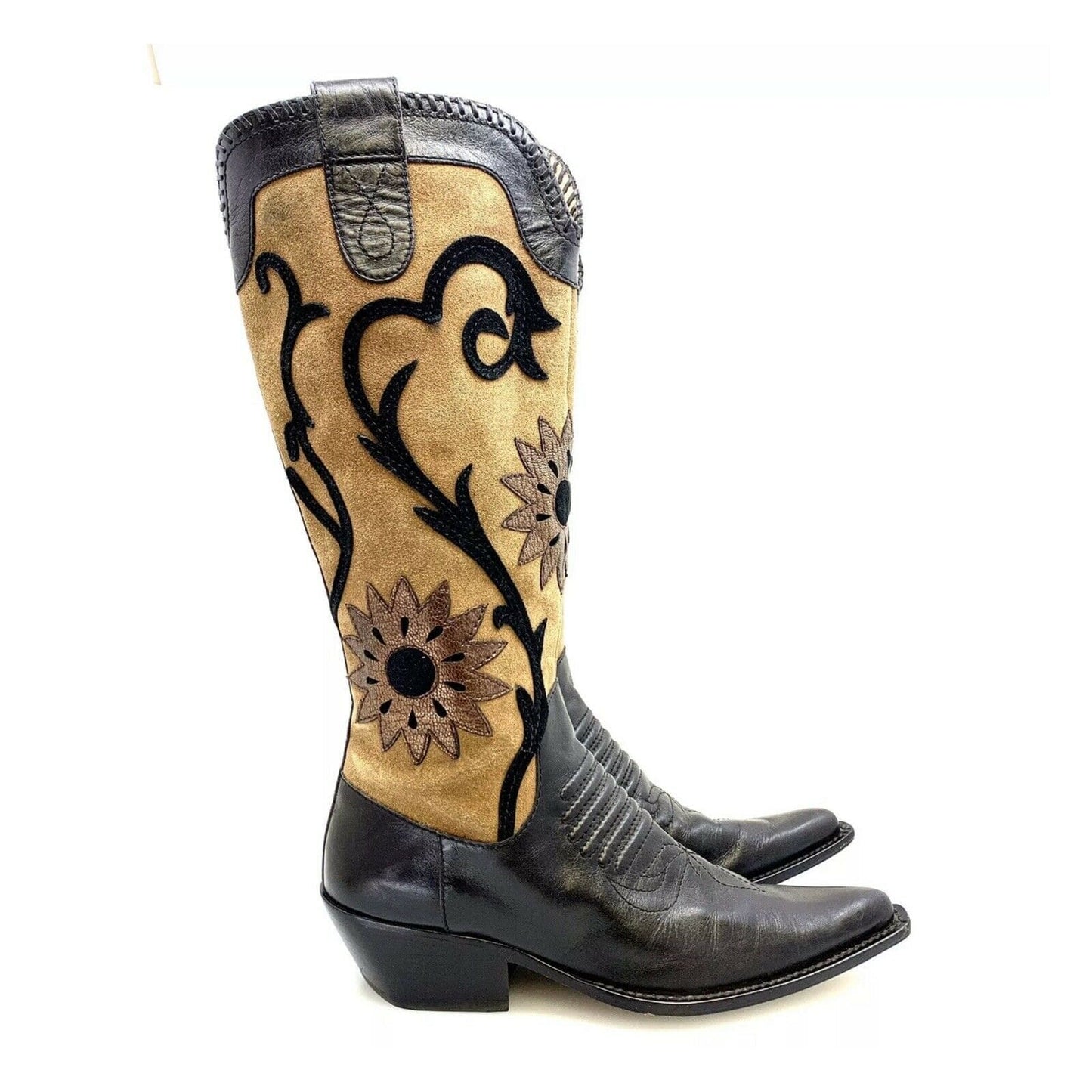 Paolo Womens Western Fashion Boots, Black / Brown - Size 4M - parsimonyshoppes